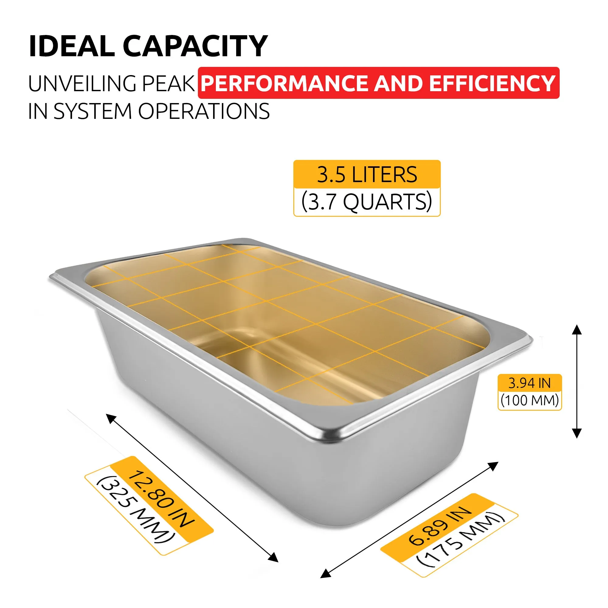 ALDKitchen Heavy-Duty Stainless Steel Steam Table Tanks with Lids | Compact, Versatile & Built for High-Capacity Use | Set of 4 | Each 3.5L