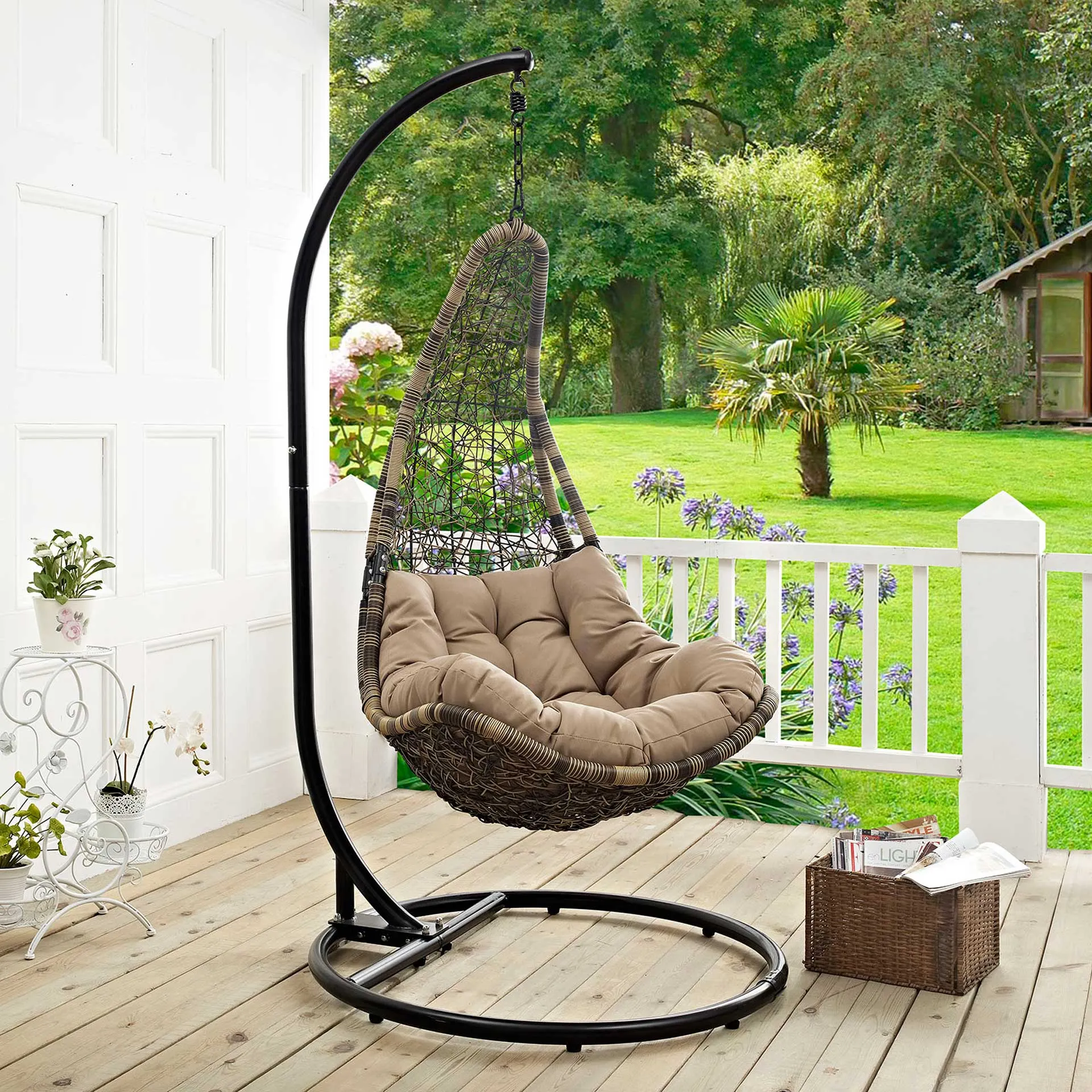 Attain Swing Chair With Stand Black Mocha