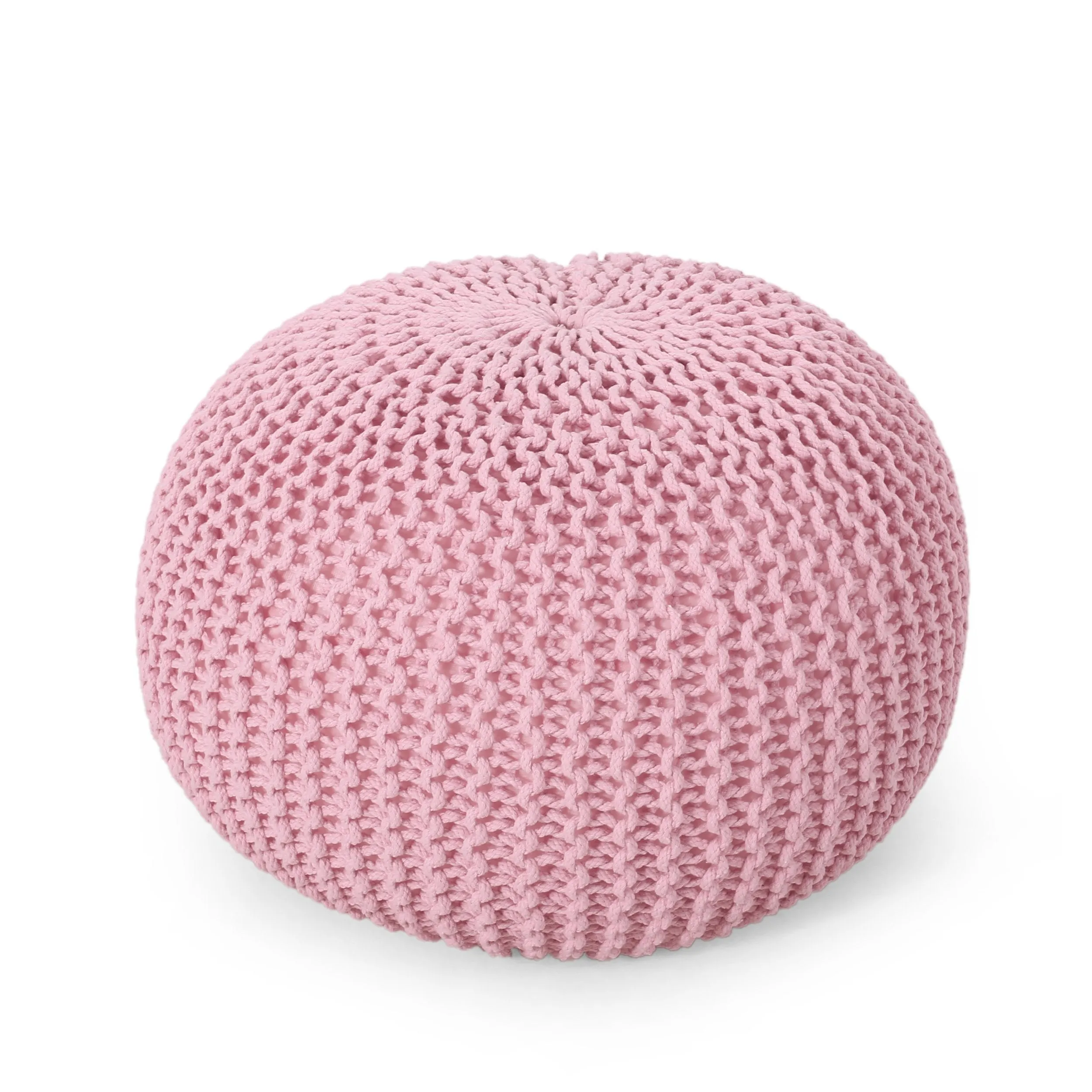 Belle Modern Knitted Cotton Round Pouf