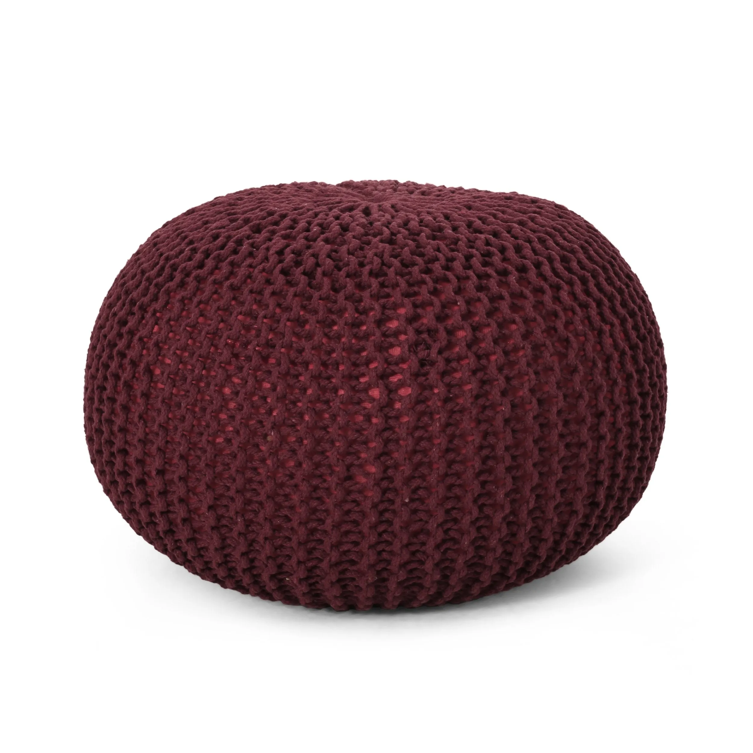 Belle Modern Knitted Cotton Round Pouf