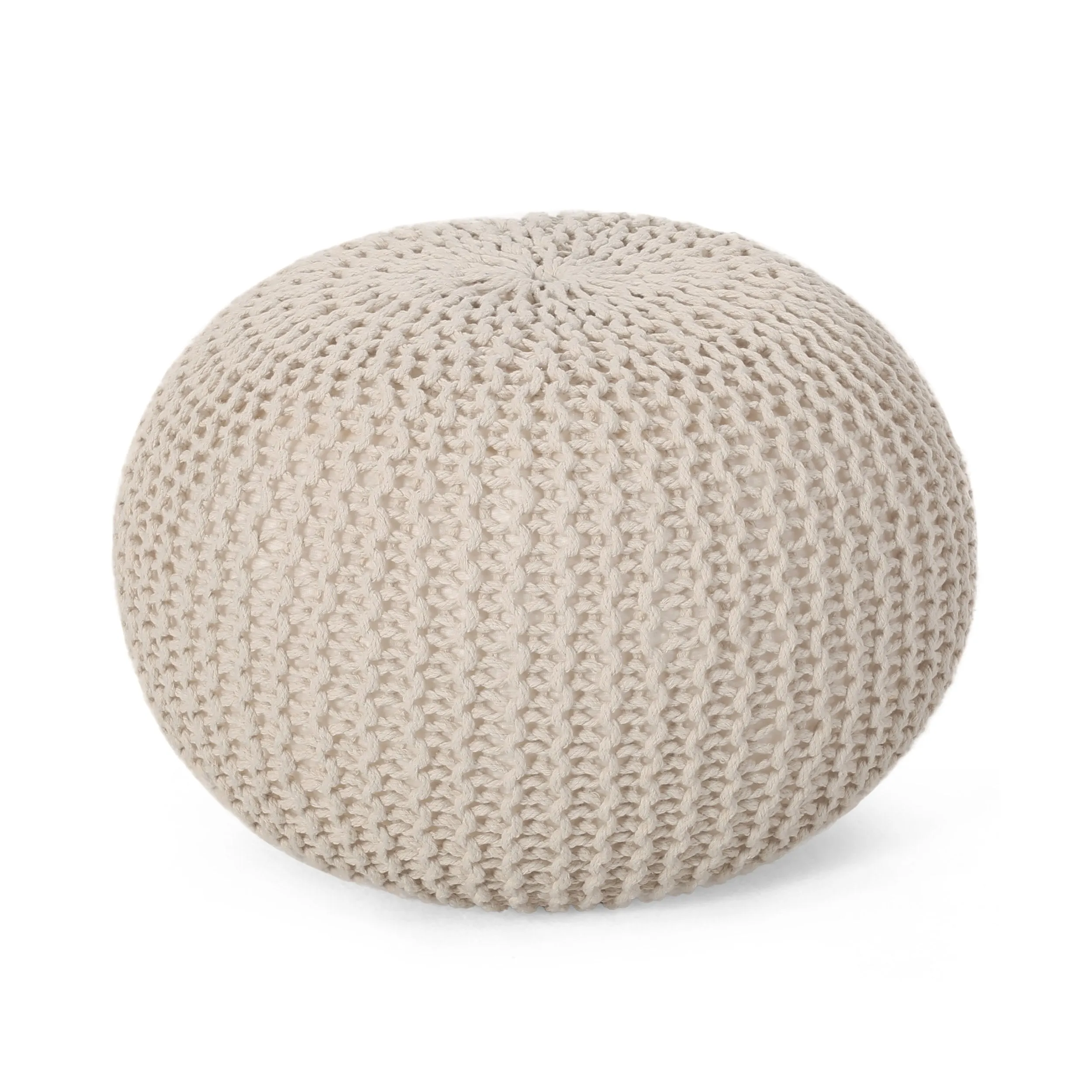 Belle Modern Knitted Cotton Round Pouf