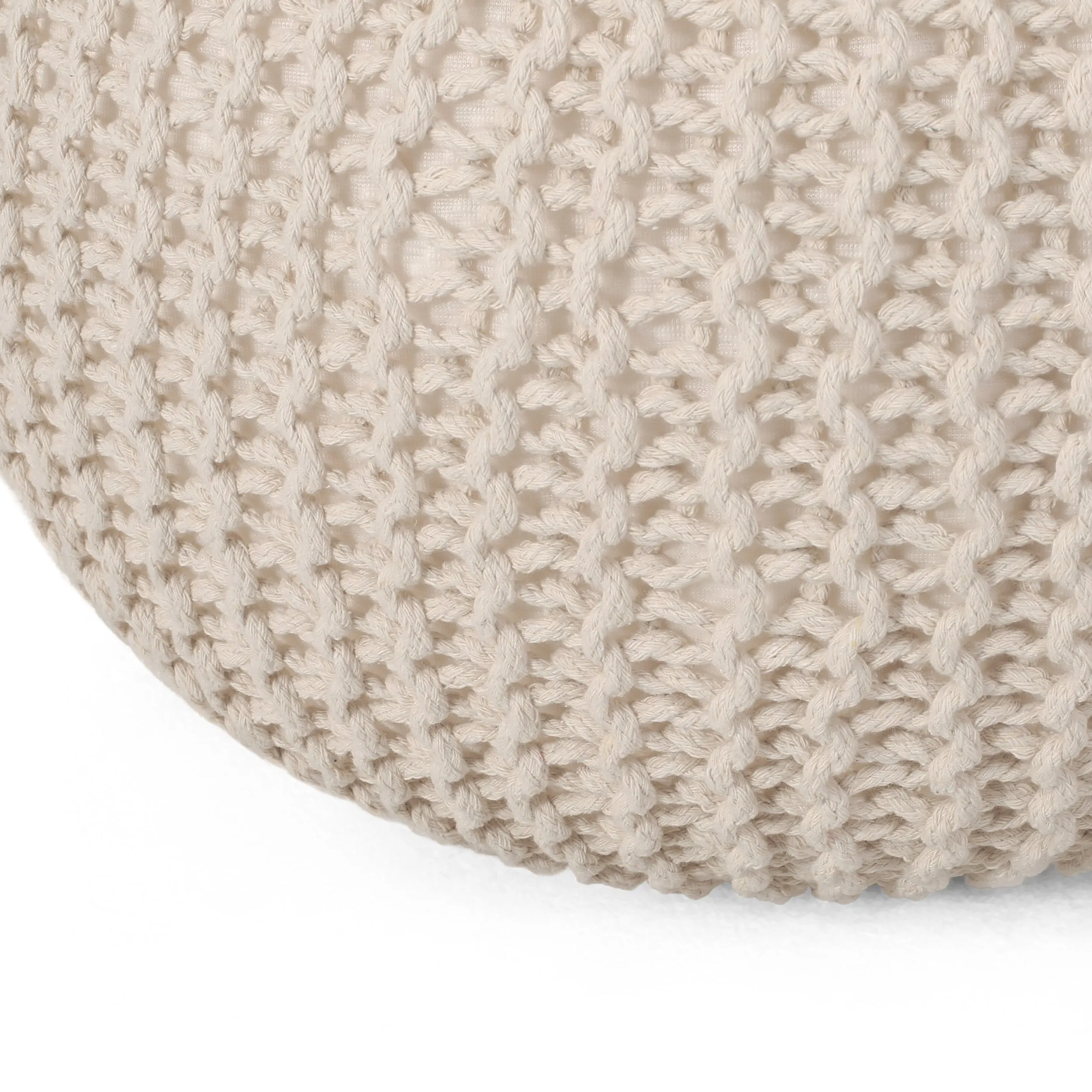 Belle Modern Knitted Cotton Round Pouf