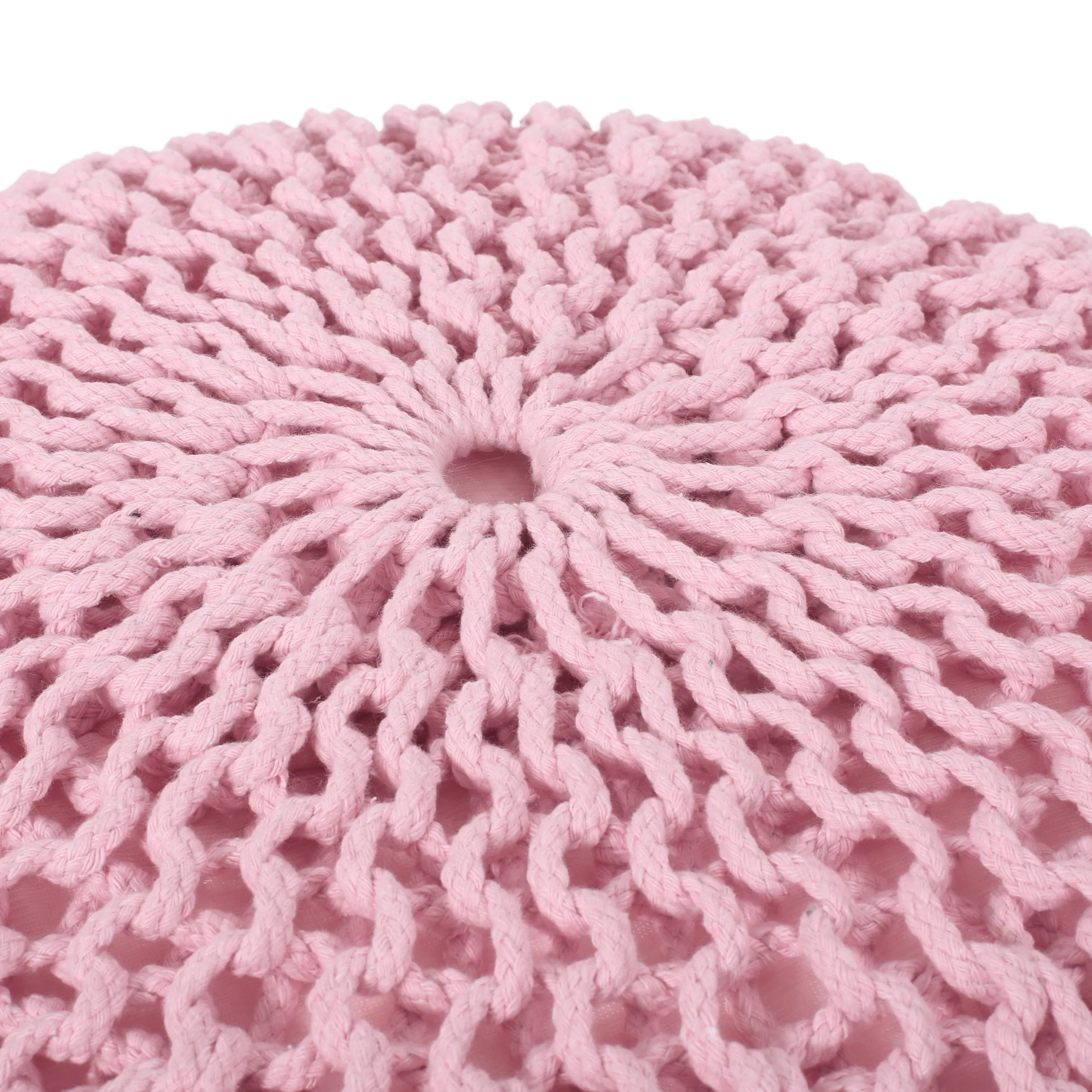 Belle Modern Knitted Cotton Round Pouf