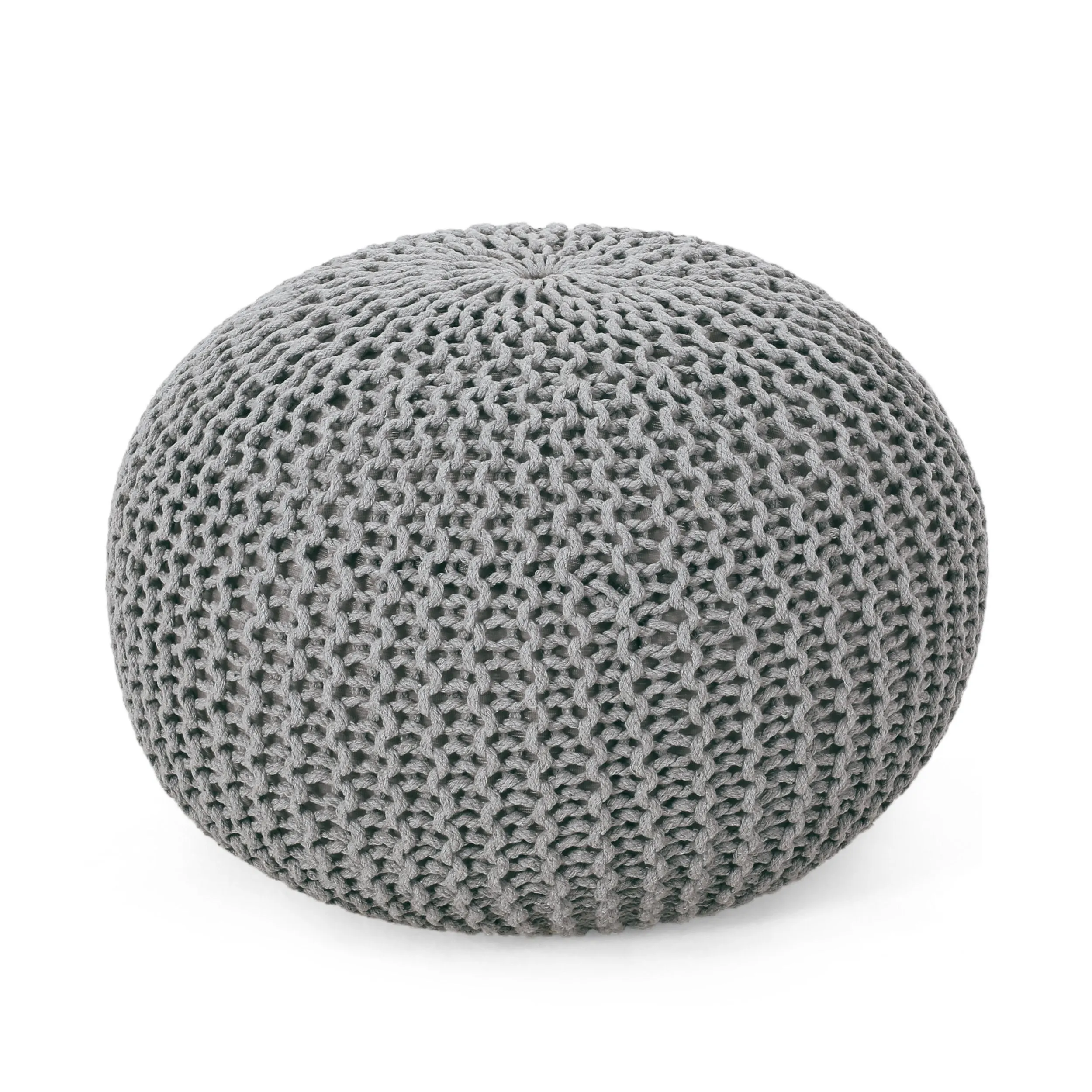 Belle Modern Knitted Cotton Round Pouf