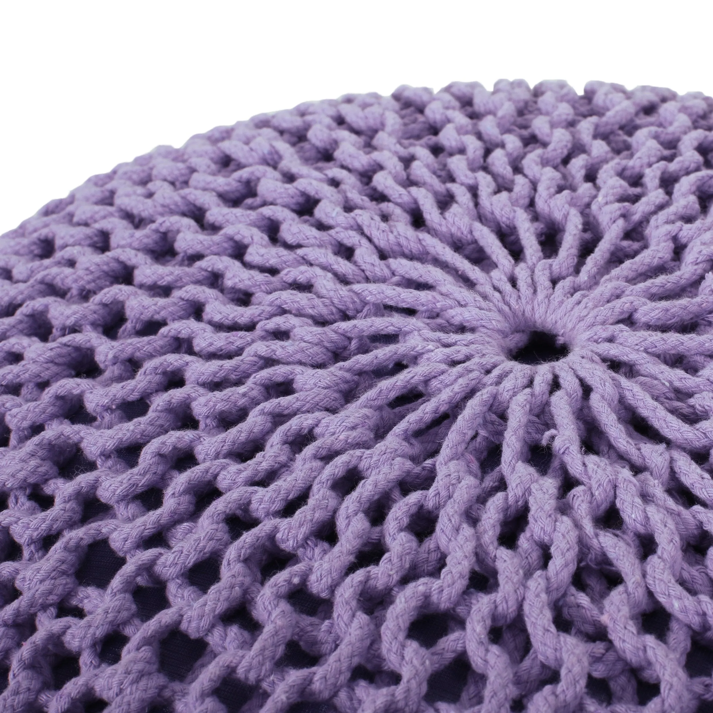 Belle Modern Knitted Cotton Round Pouf