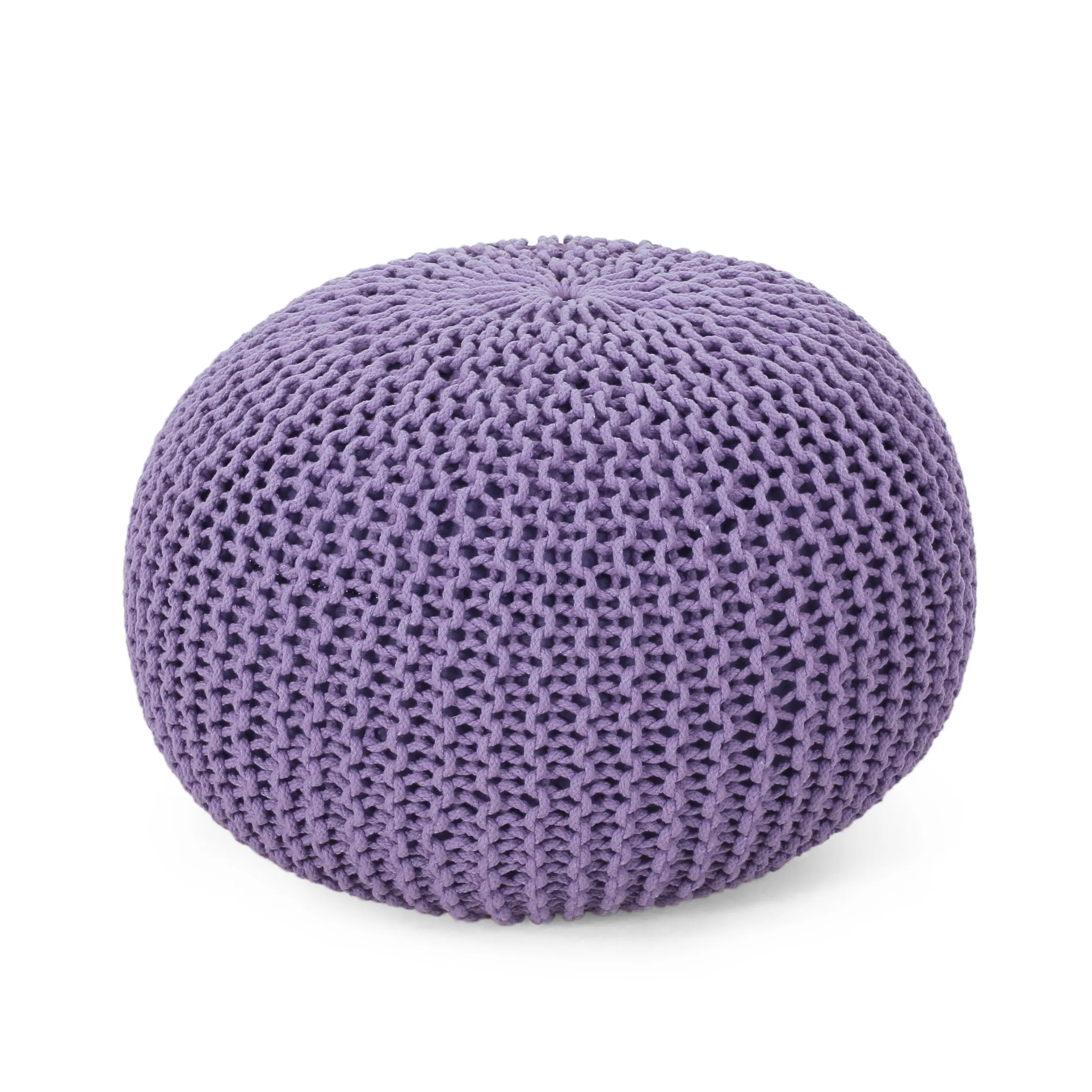 Belle Modern Knitted Cotton Round Pouf