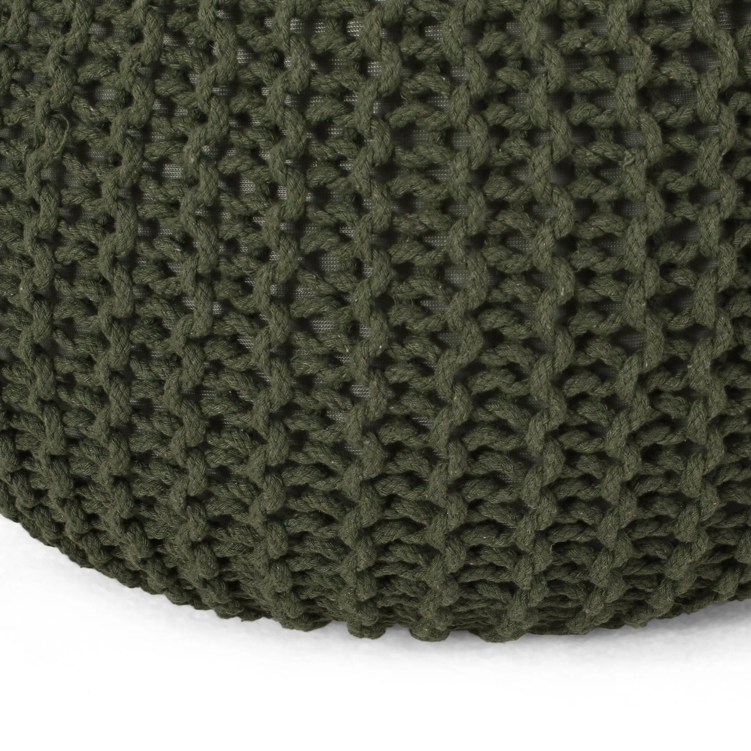 Belle Modern Knitted Cotton Round Pouf