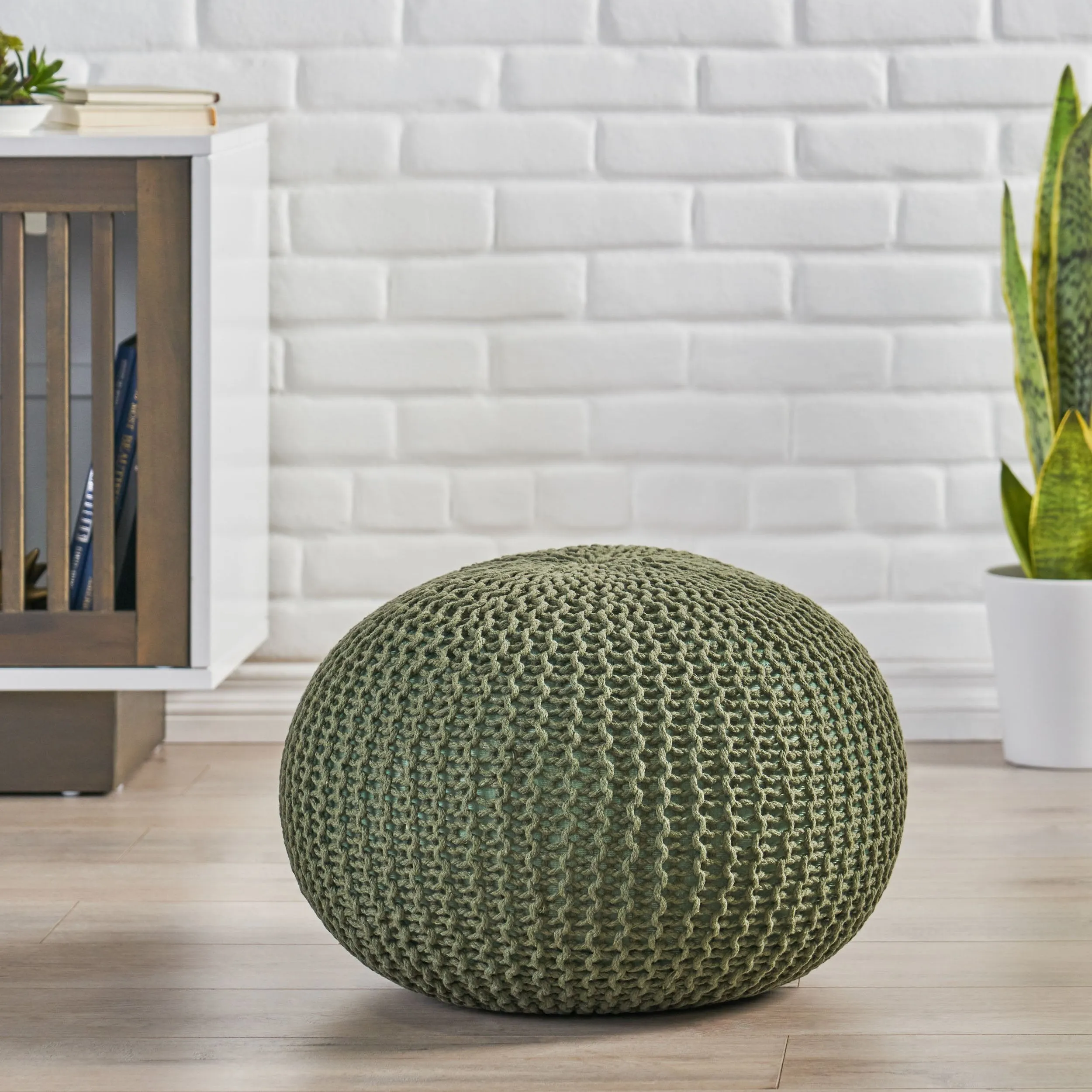 Belle Modern Knitted Cotton Round Pouf