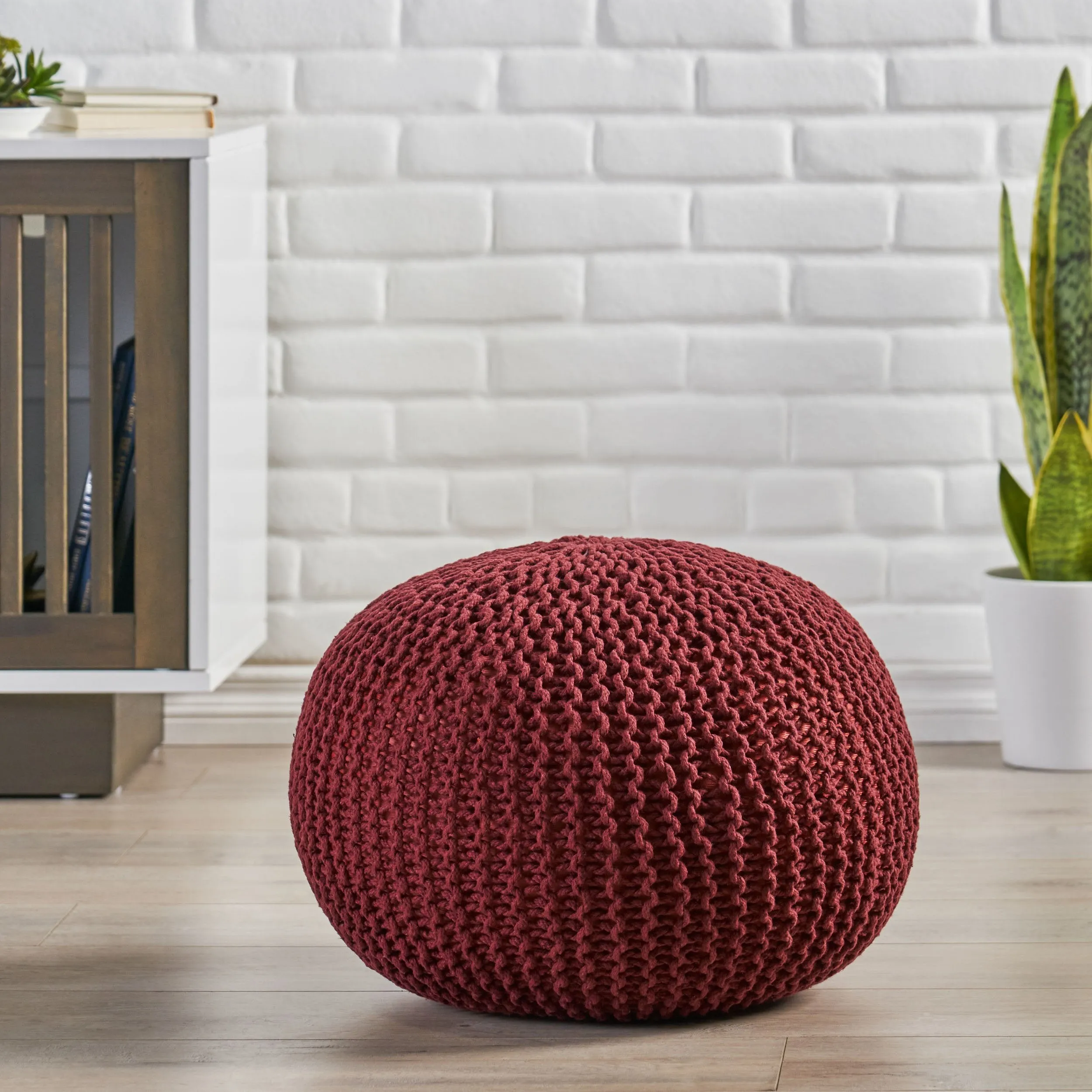 Belle Modern Knitted Cotton Round Pouf