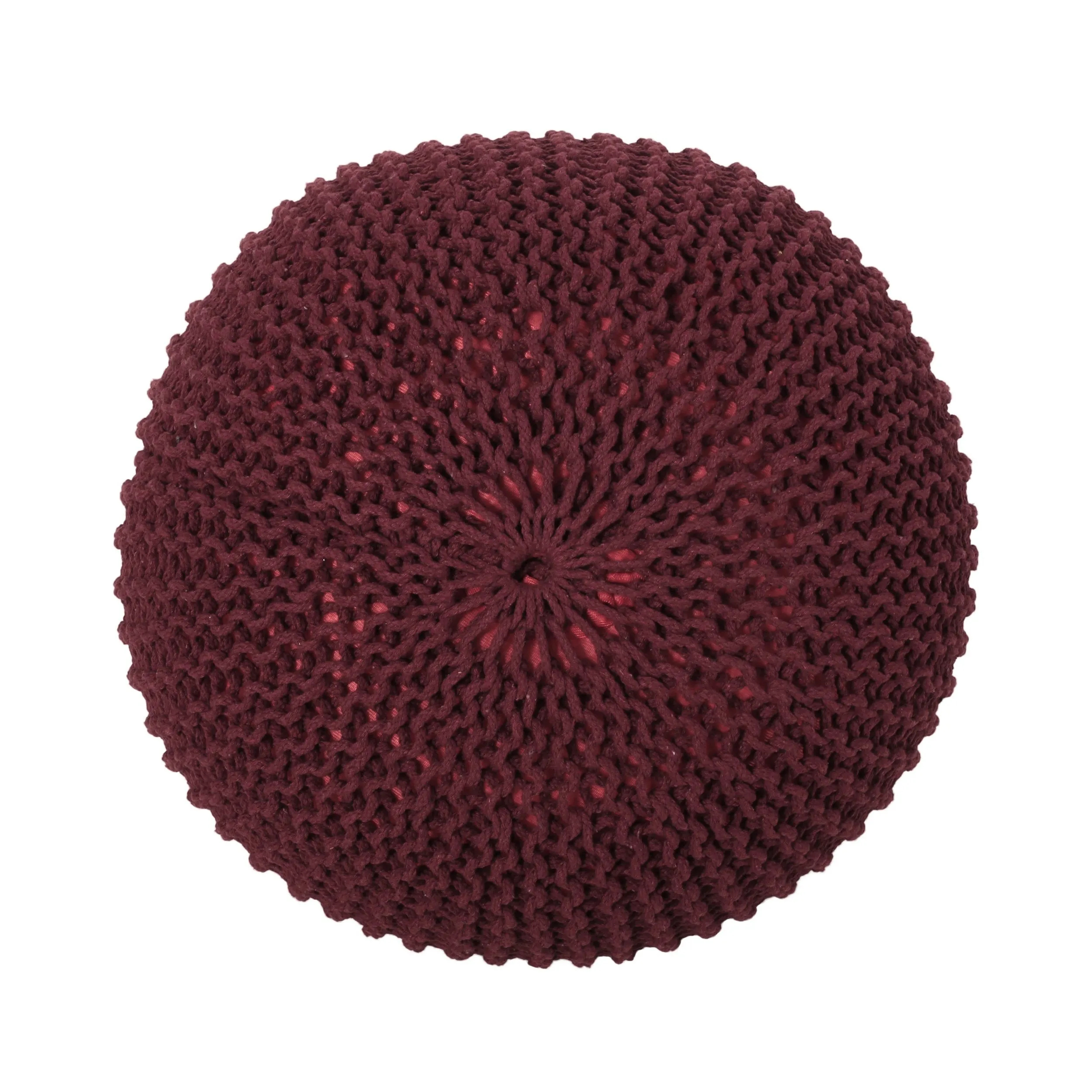 Belle Modern Knitted Cotton Round Pouf