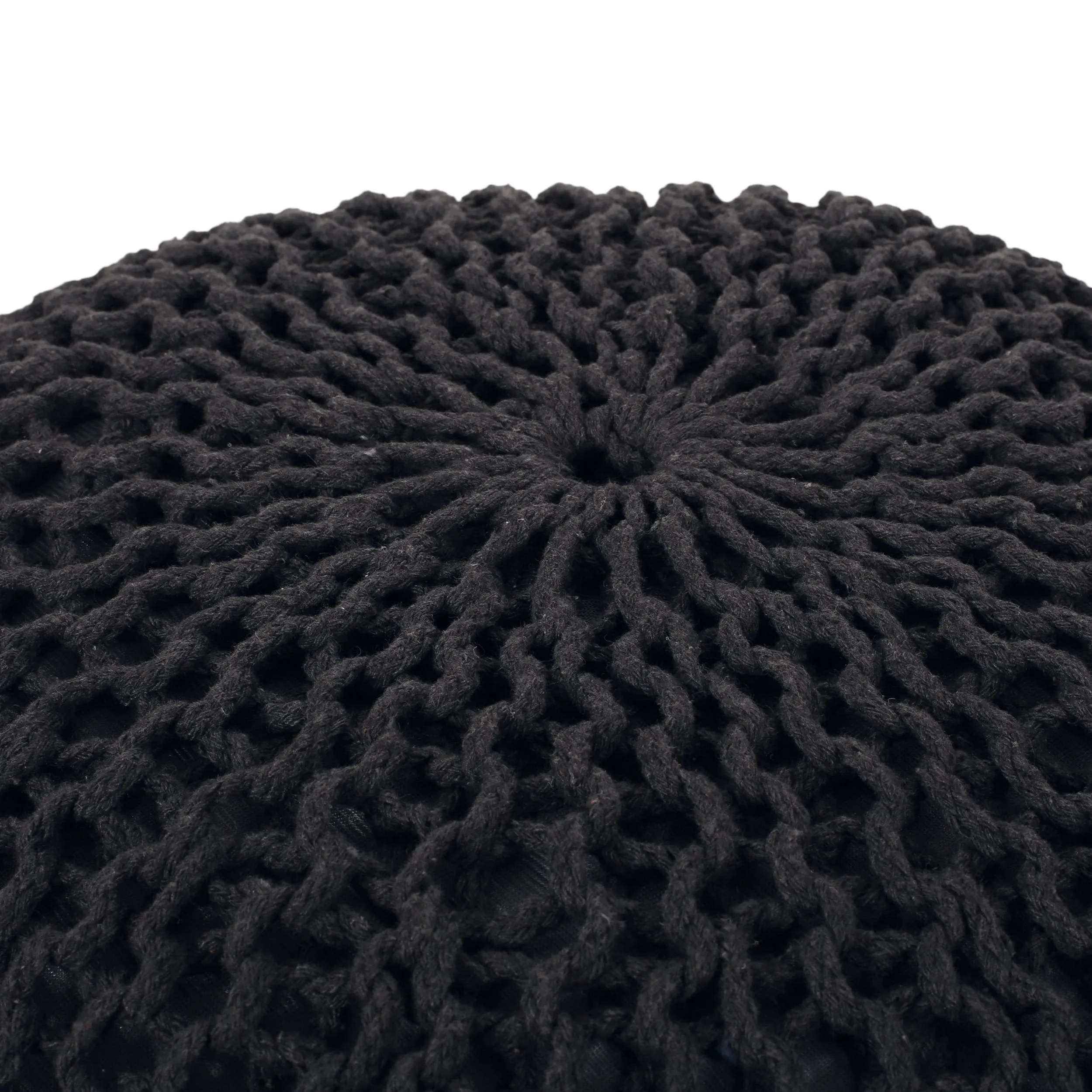 Belle Modern Knitted Cotton Round Pouf