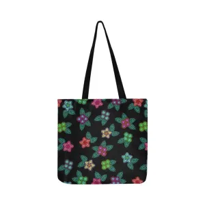 Berry Flowers Black Reusable Shopping Bag (Two sides)