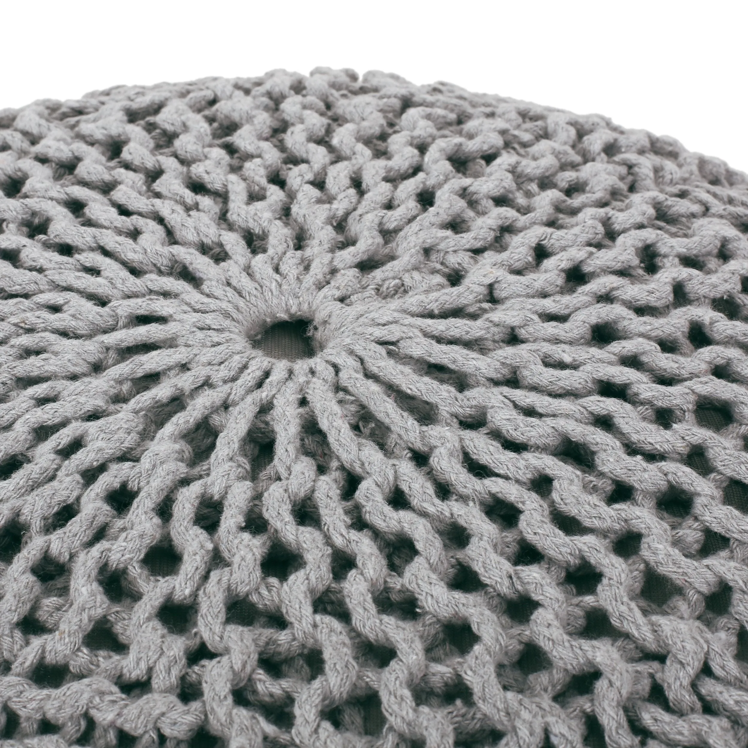 Beryl Modern Knitted Cotton Round Pouf