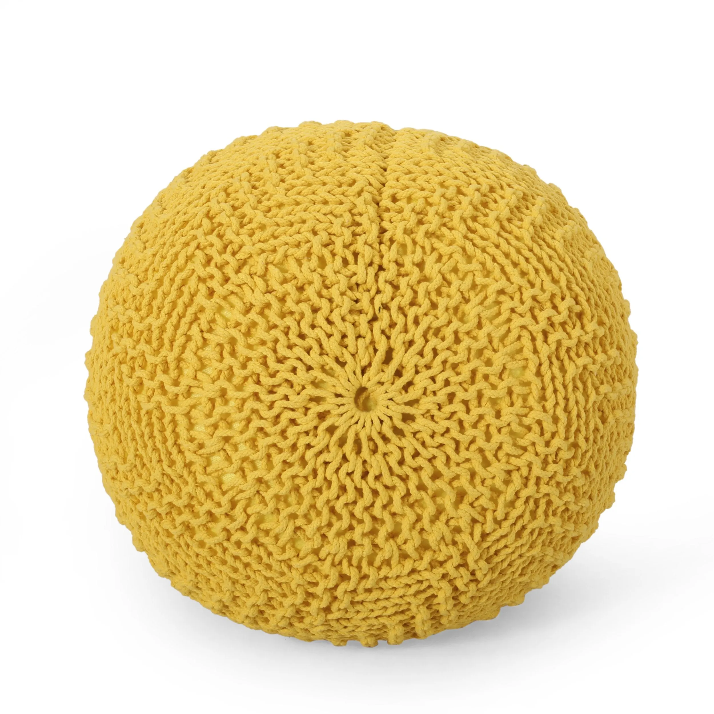 Beryl Modern Knitted Cotton Round Pouf