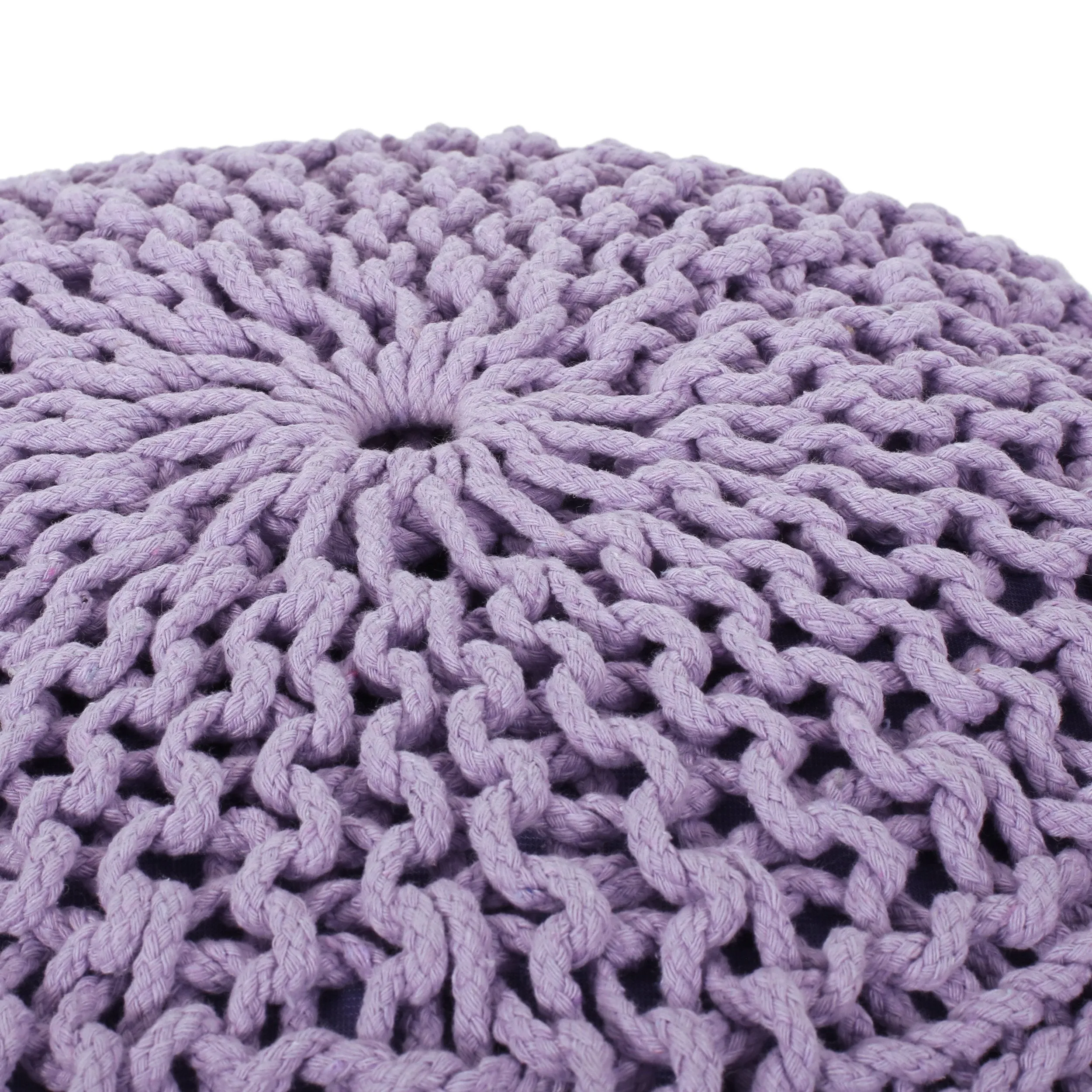 Beryl Modern Knitted Cotton Round Pouf