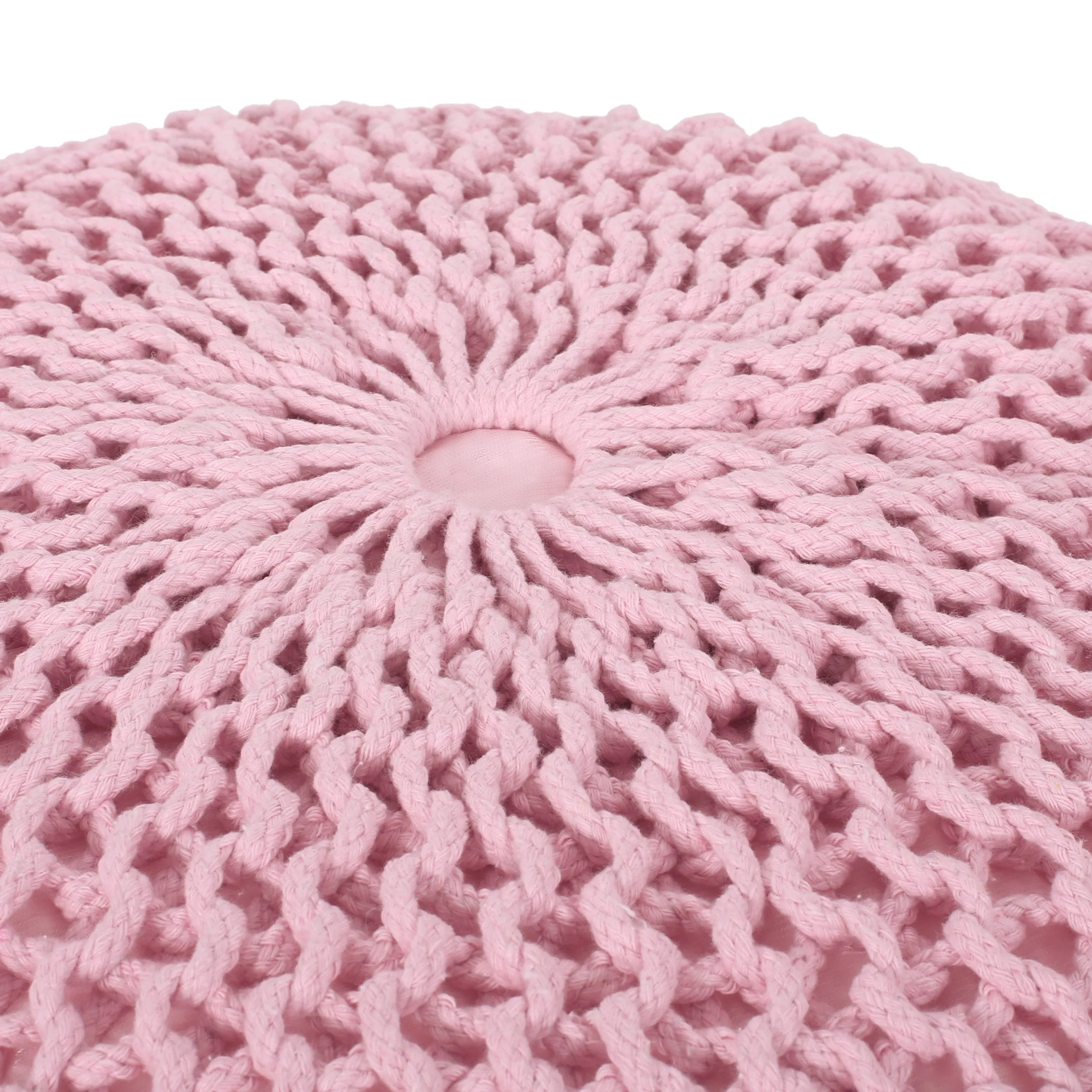 Beryl Modern Knitted Cotton Round Pouf