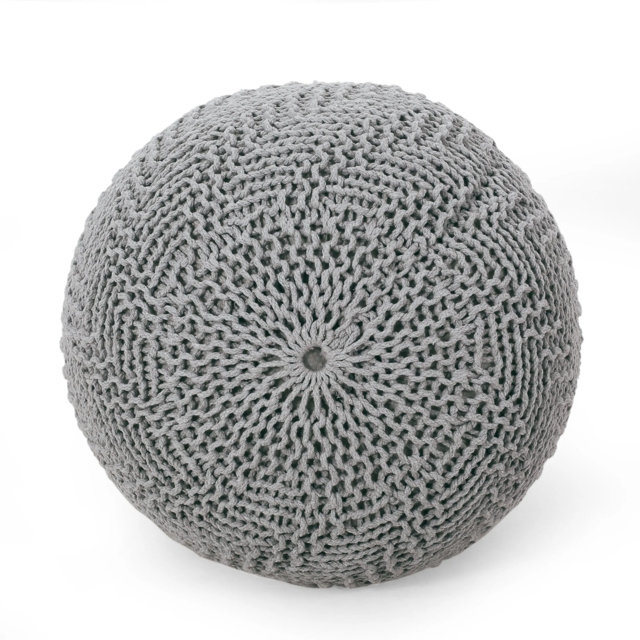 Beryl Modern Knitted Cotton Round Pouf