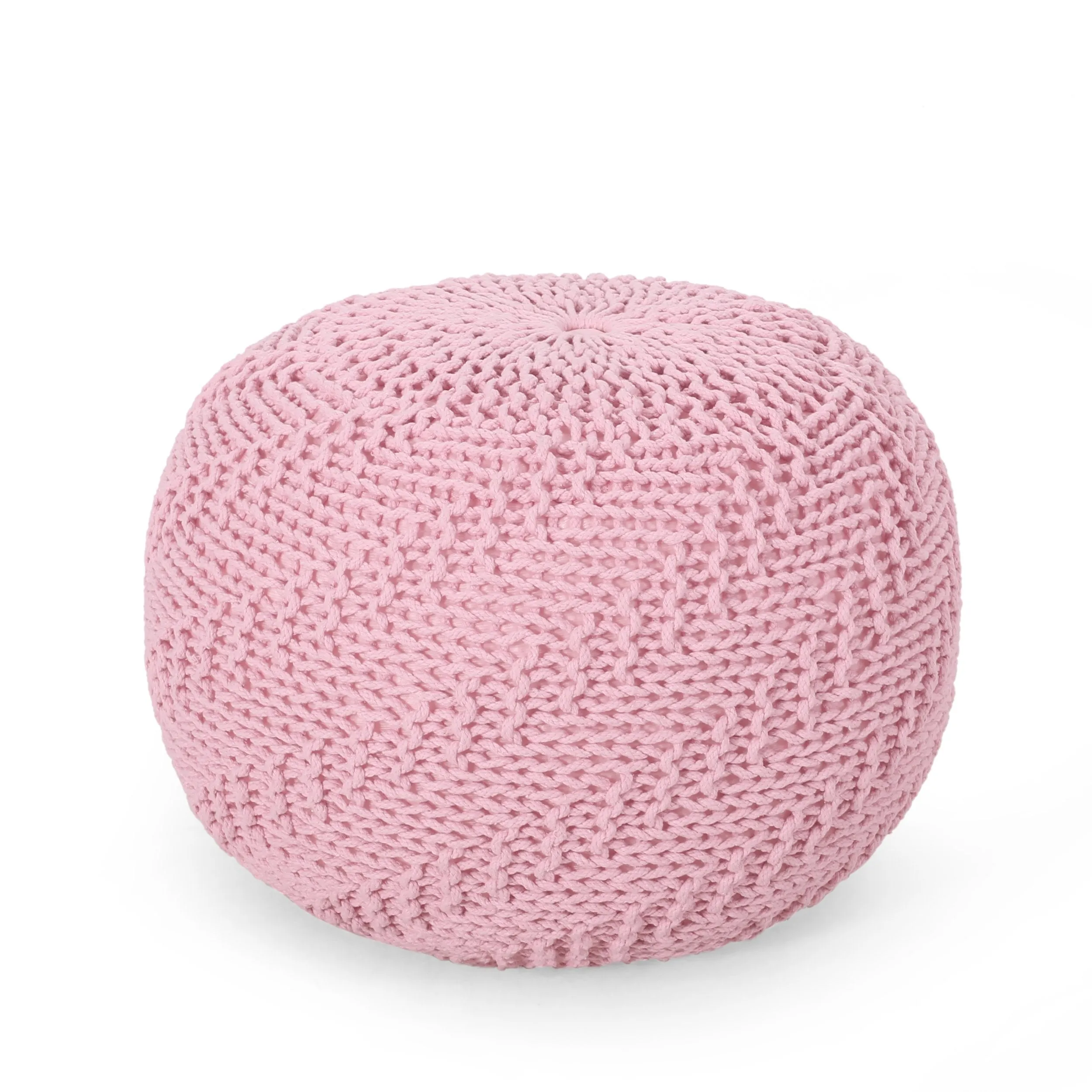 Beryl Modern Knitted Cotton Round Pouf