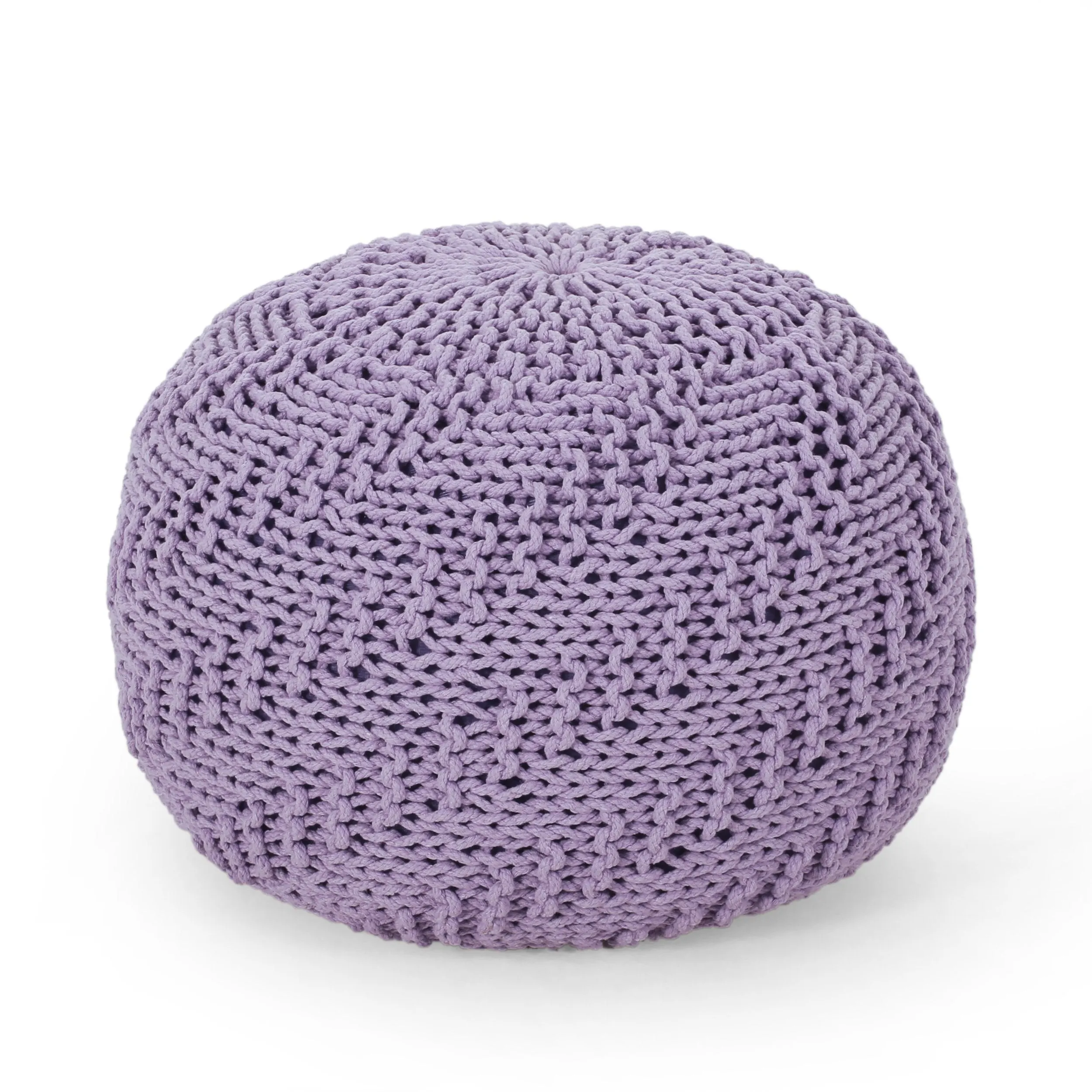 Beryl Modern Knitted Cotton Round Pouf