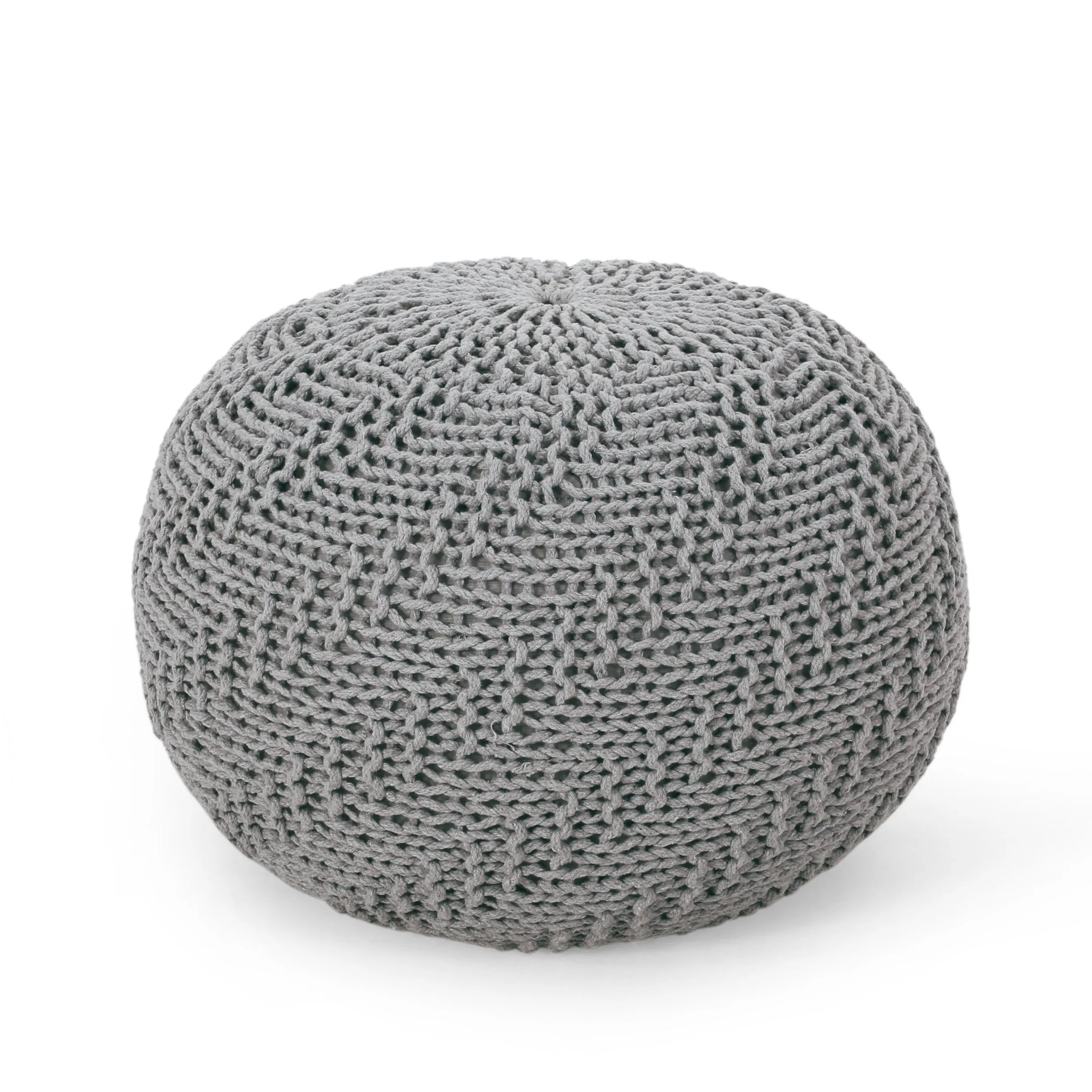 Beryl Modern Knitted Cotton Round Pouf