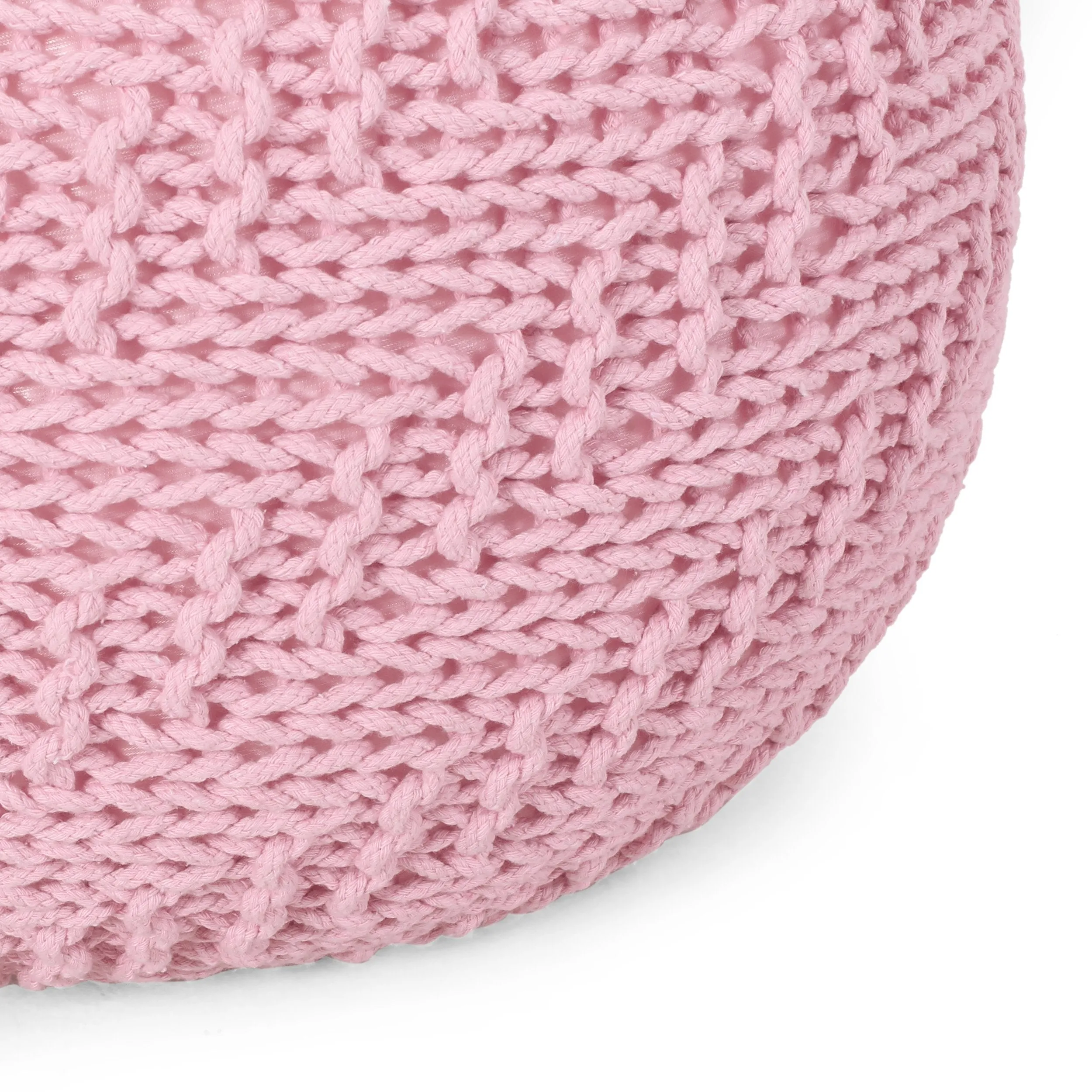 Beryl Modern Knitted Cotton Round Pouf