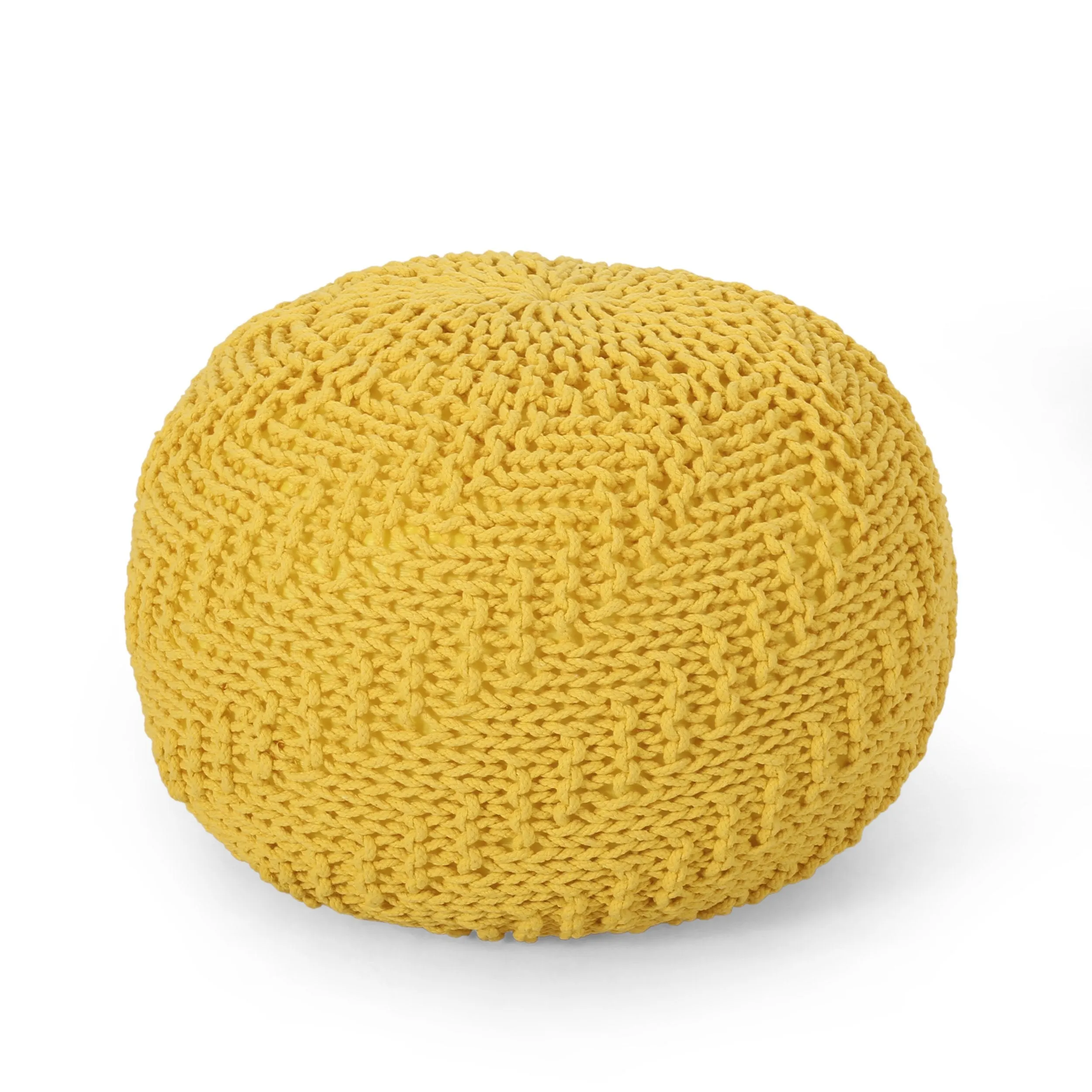 Beryl Modern Knitted Cotton Round Pouf