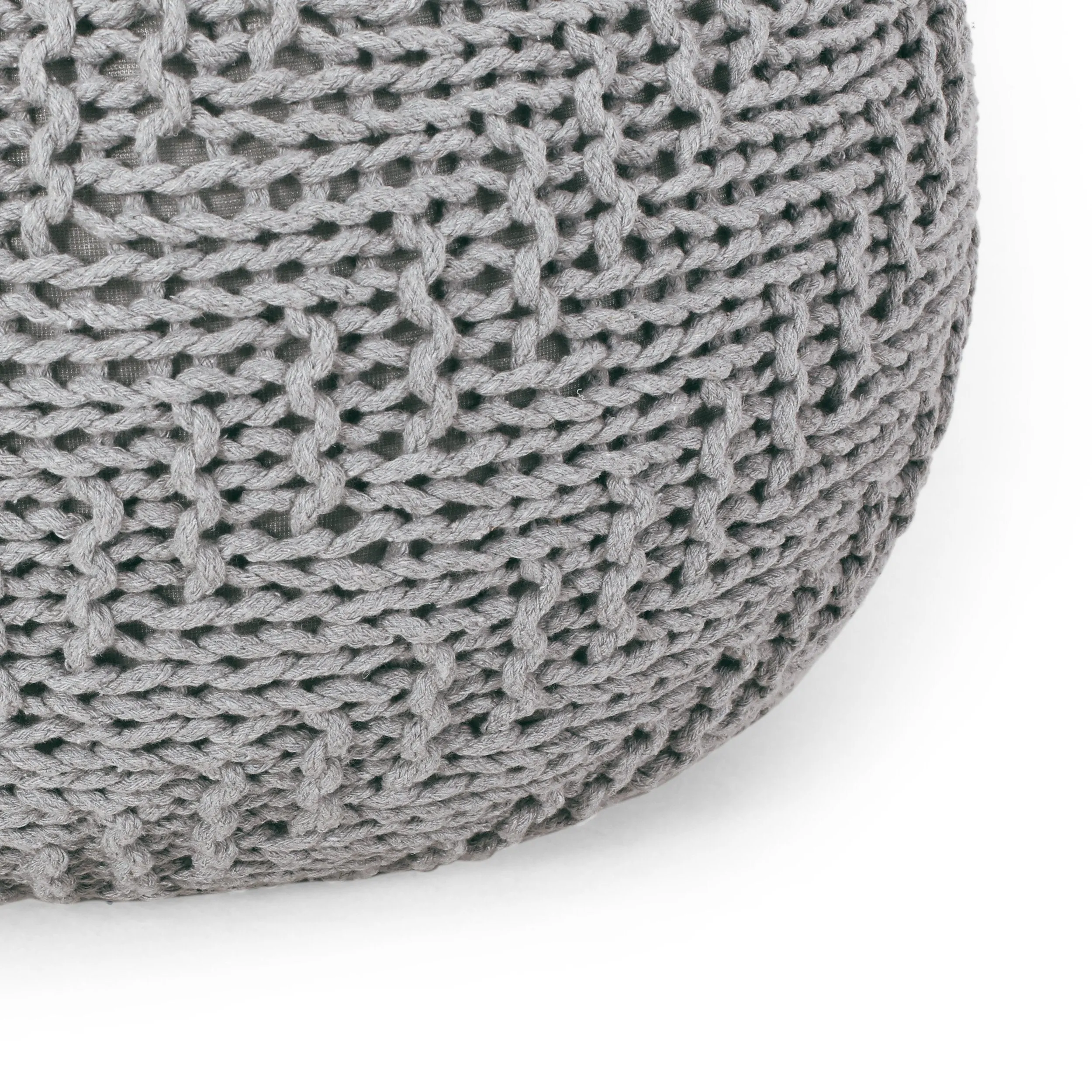 Beryl Modern Knitted Cotton Round Pouf