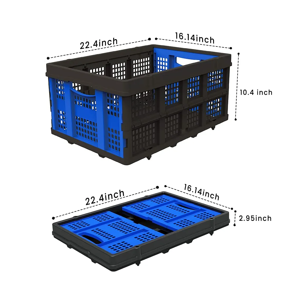 Cheston Portable Collapsible Basket I Foldable Crate w/ 25 Kg Capacity I Heavy Duty Durable Plastic Foldable/Stackable Crate for Storage and Organizing I Storage Big Size (56 x 41 x 27 cm, Pack of 1)