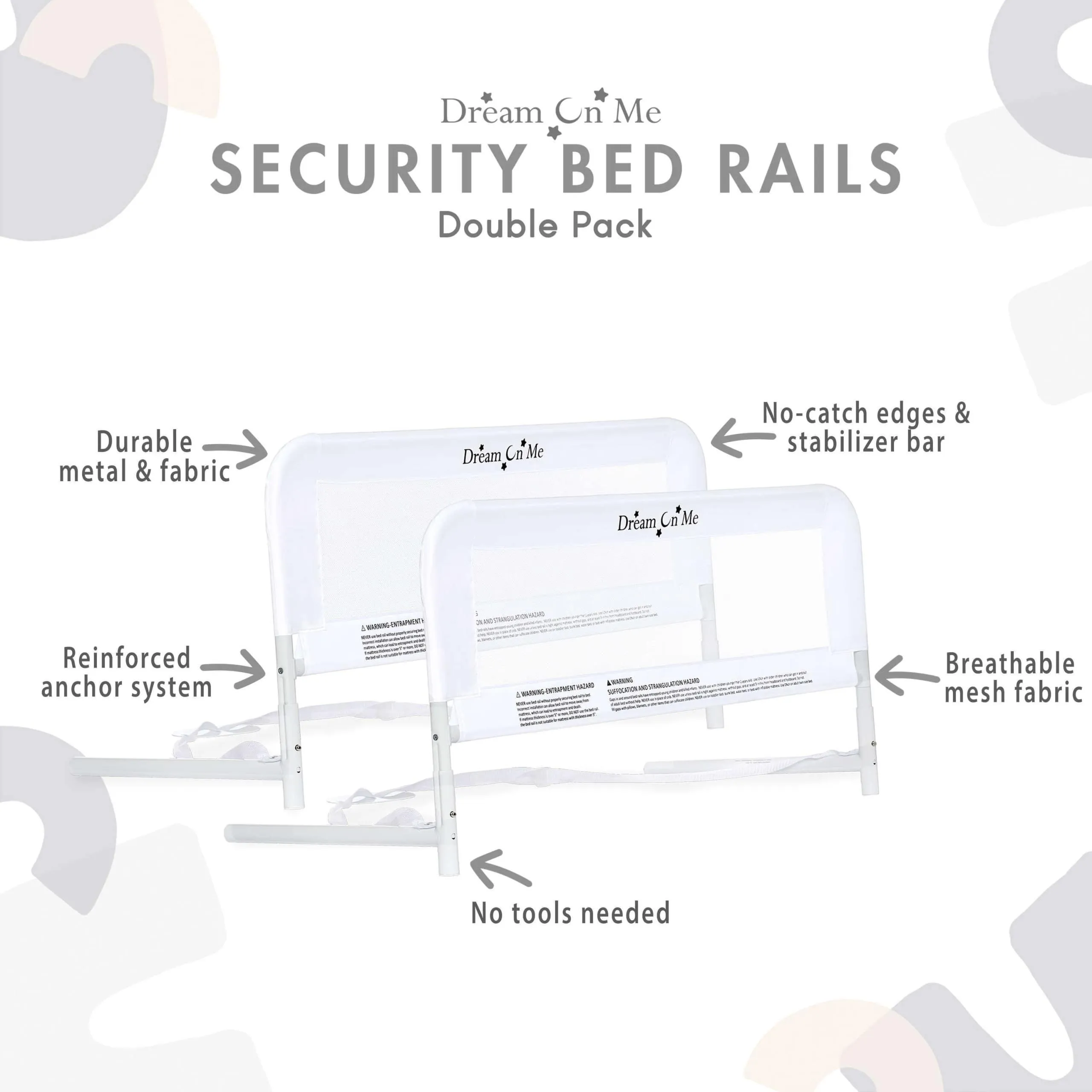 Dream on Me Mesh Bed Rails Double Pack - White