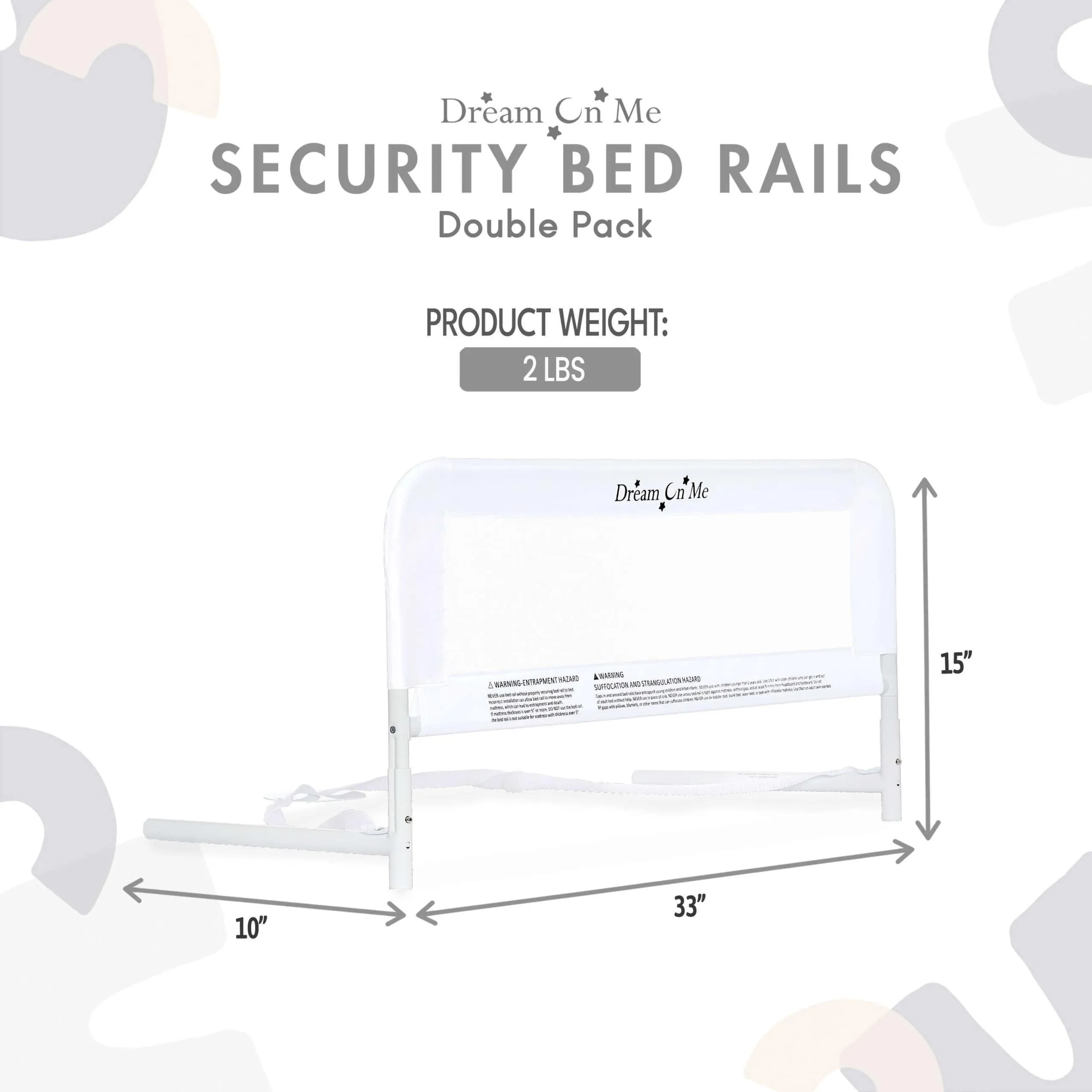 Dream on Me Mesh Bed Rails Double Pack - White