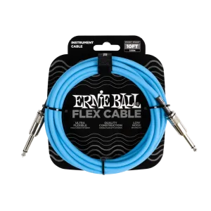 Ernie Ball 6412EB Flex Instrument Cable Straight/Straight (Blue) - 10ft