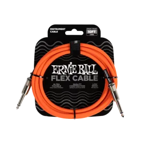 Ernie Ball 6416EB Flex Instrument Cable Straight/Straight (Orange) - 10ft