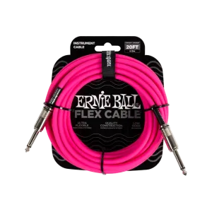 Ernie Ball 6418EB Flex Instrument Cable Straight/Straight (Pink) - 20ft