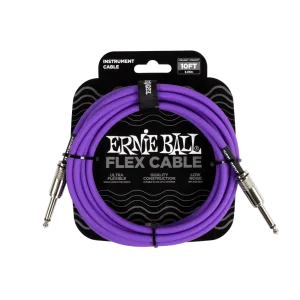 Ernie Ball Flex Instrument Cable Straight/Straight 10ft - Purple