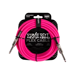 Ernie Ball Flex Instrument Cable Straight/Straight 20ft - Pink