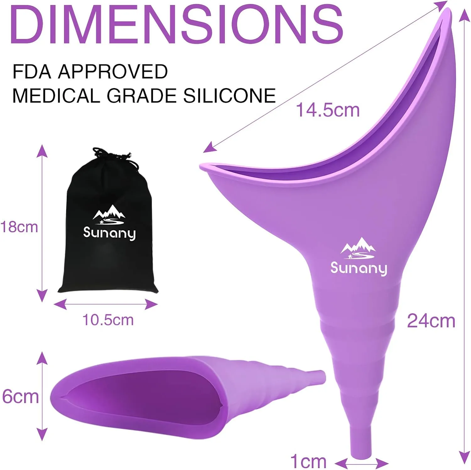 Female Urination Device,Reusable Silicone Female Urinal Foolproof Women Pee Funnel Allows Women to Pee Standing Up,Women's Urinal with Drawstring Bags is The Perfect Companion for Travel and Outdoor