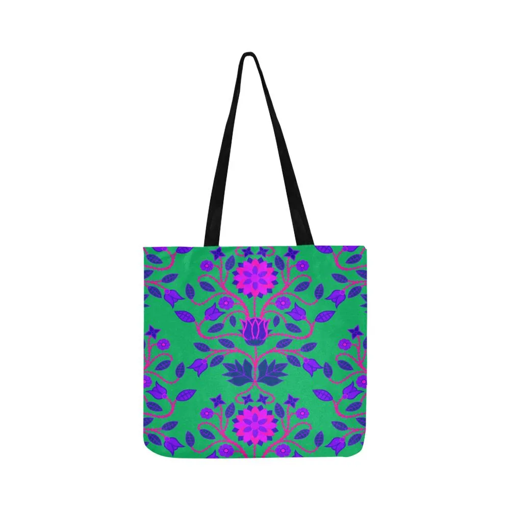 Floral Beadwork Four Clans Deep Lake Reusable Shopping Bag (Two sides)