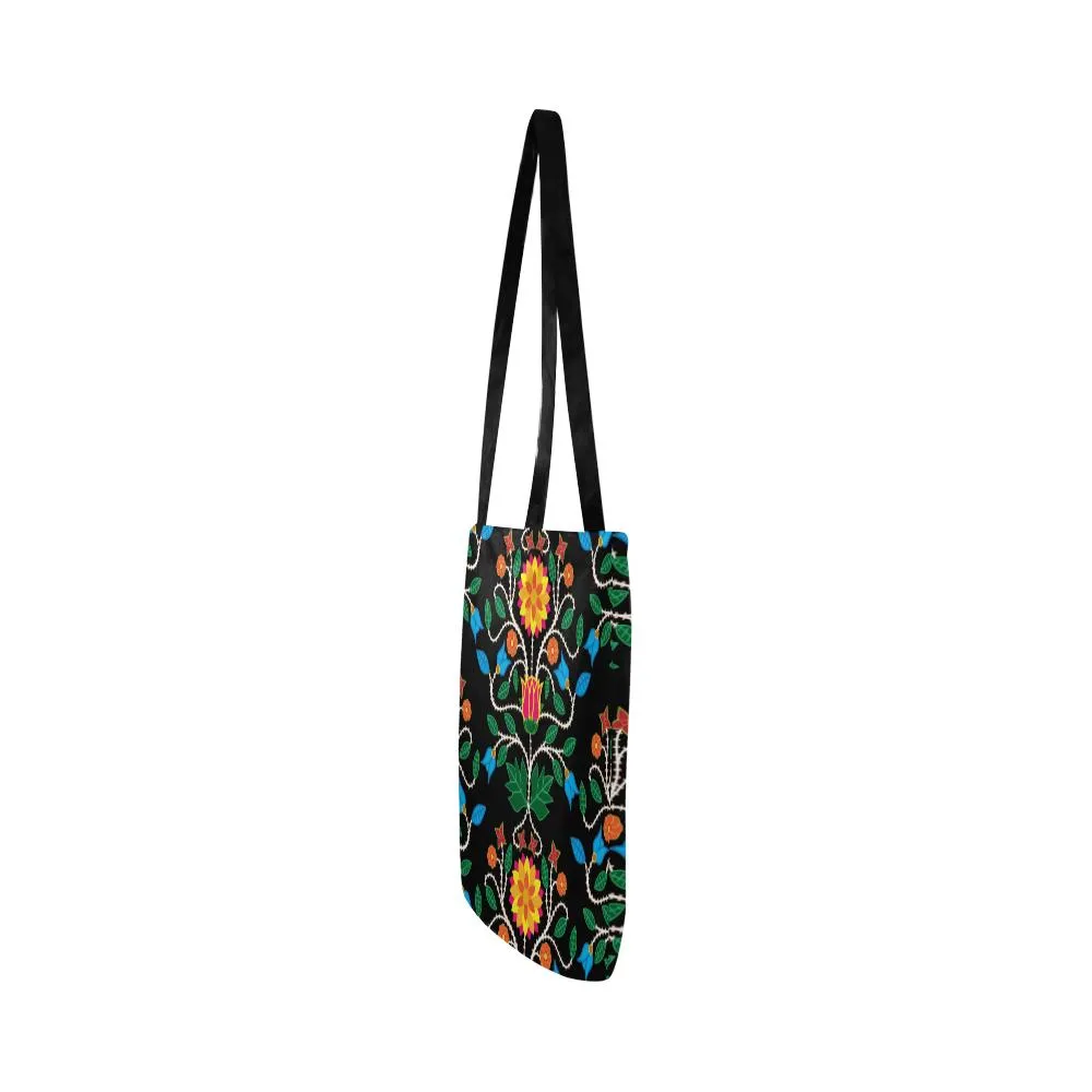 Floral Beadwork Four Clans Reusable Shopping Bag (Two sides)