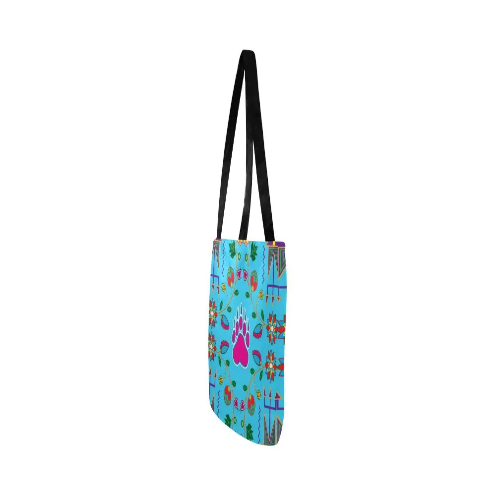 Geometric Floral Fall-Sky Blue Reusable Shopping Bag (Two sides)