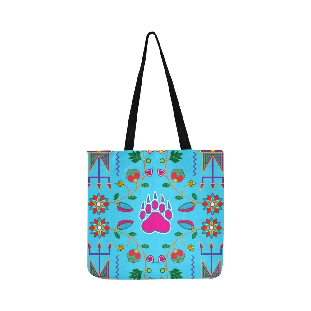 Geometric Floral Fall-Sky Blue Reusable Shopping Bag (Two sides)