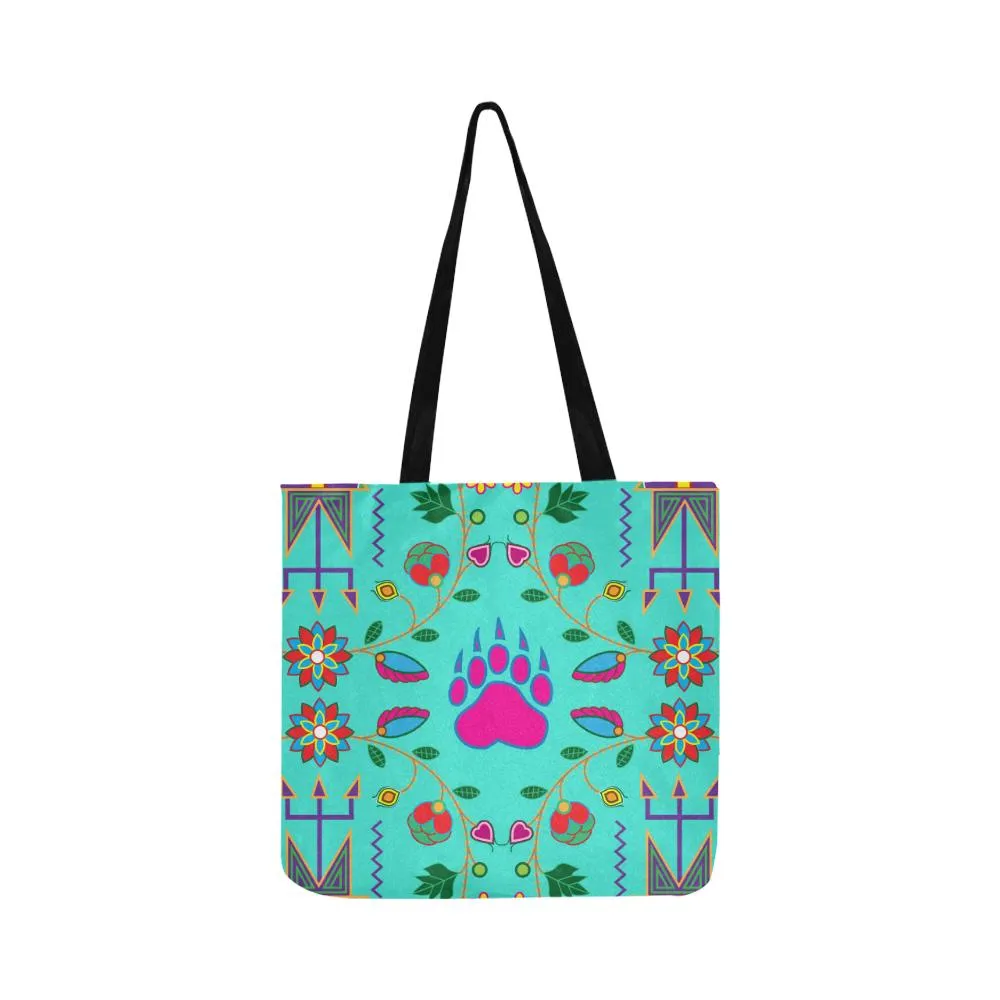 Geometric Floral Fall-Sky Reusable Shopping Bag (Two sides)