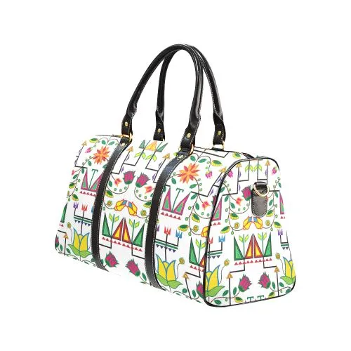 Geometric Floral Summer-White Waterproof Travel Bag