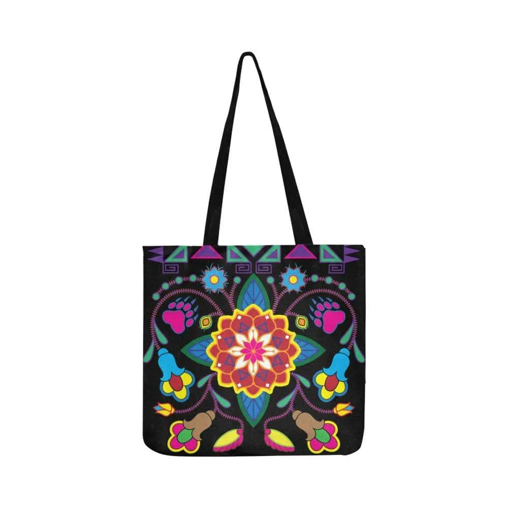 Geometric Floral Winter-Black Reusable Shopping Bag (Two sides)