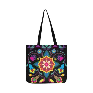 Geometric Floral Winter-Black Reusable Shopping Bag (Two sides)