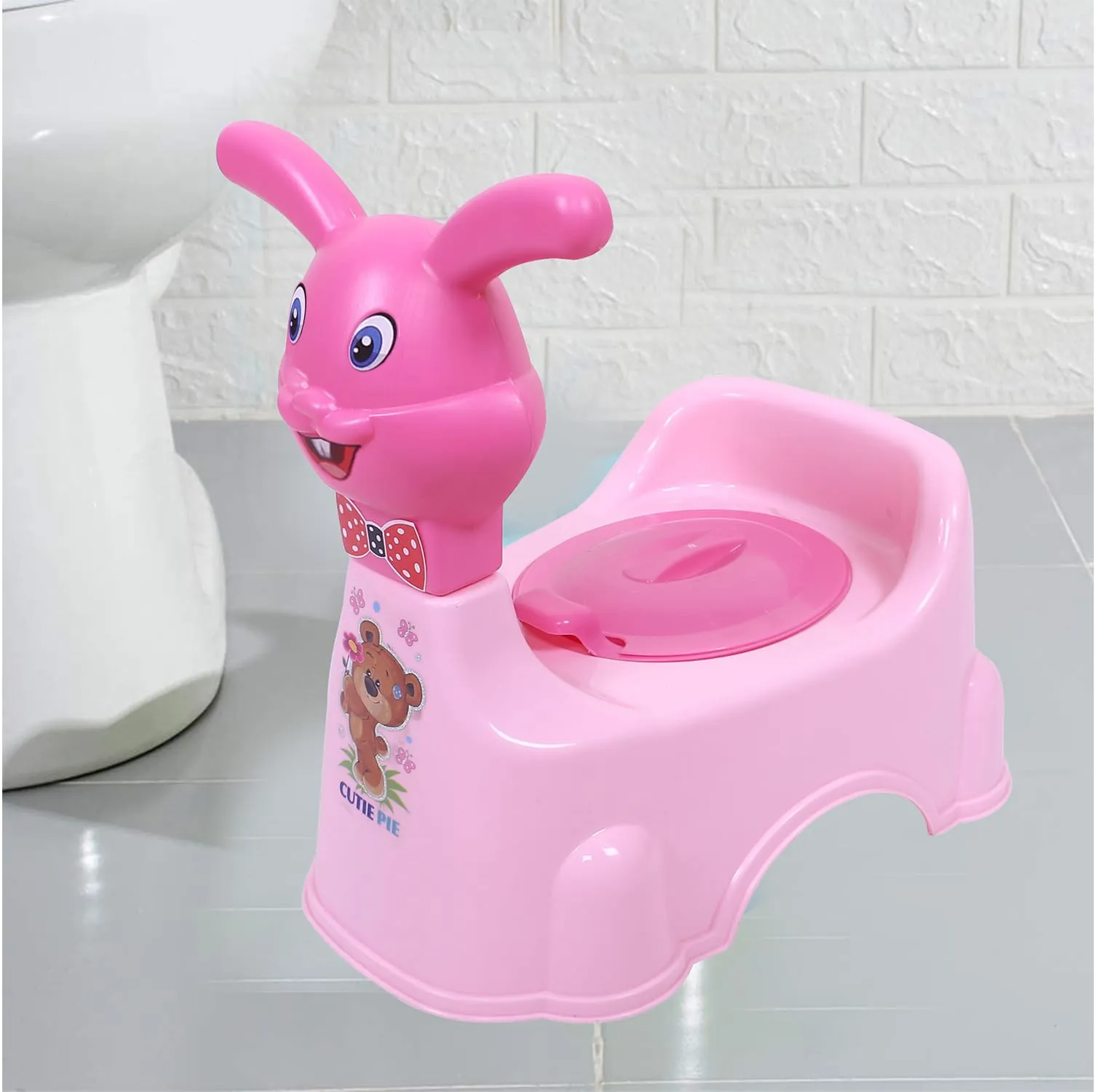 Heart Home Potty Toilet Trainer Seat | Plastic Potty Training Seat | Baby Potty Seat | Potty Seat For Child | Potty Training Seat for Kids | Rabbit Design | Pink