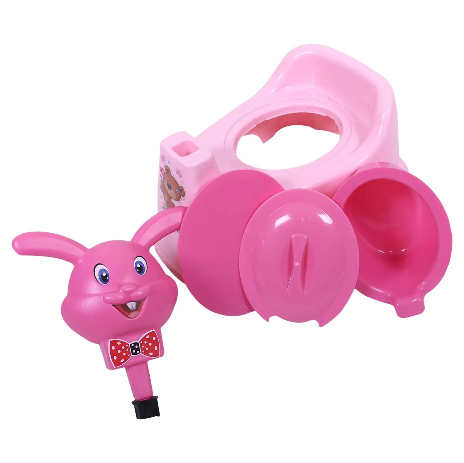 Heart Home Potty Toilet Trainer Seat | Plastic Potty Training Seat | Baby Potty Seat | Potty Seat For Child | Potty Training Seat for Kids | Rabbit Design | Pink