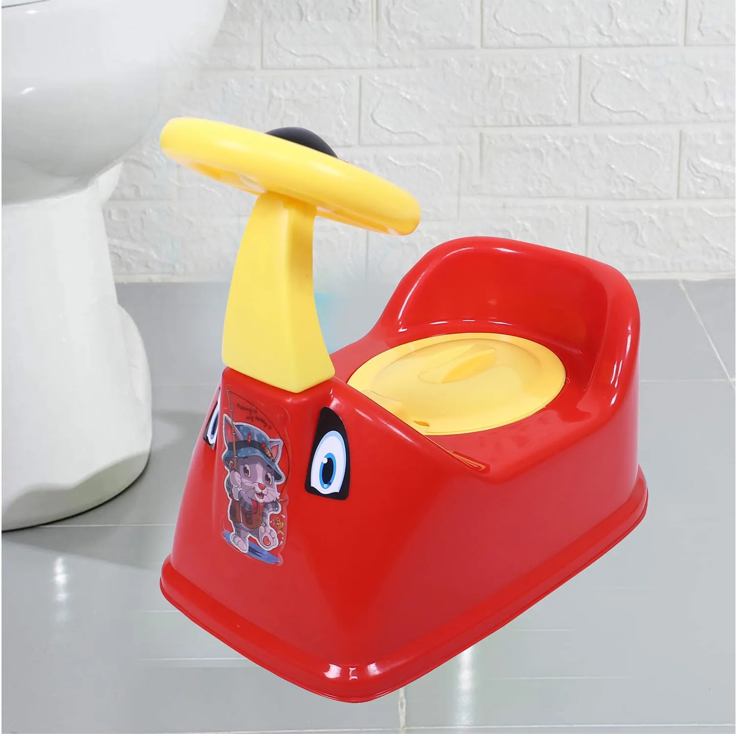 Heart Home Potty Toilet Trainer Seat | Plastic Potty Training Seat | Baby Potty Seat | Potty Seat For Child | Potty Training Seat for Kids | Steering Design | Red