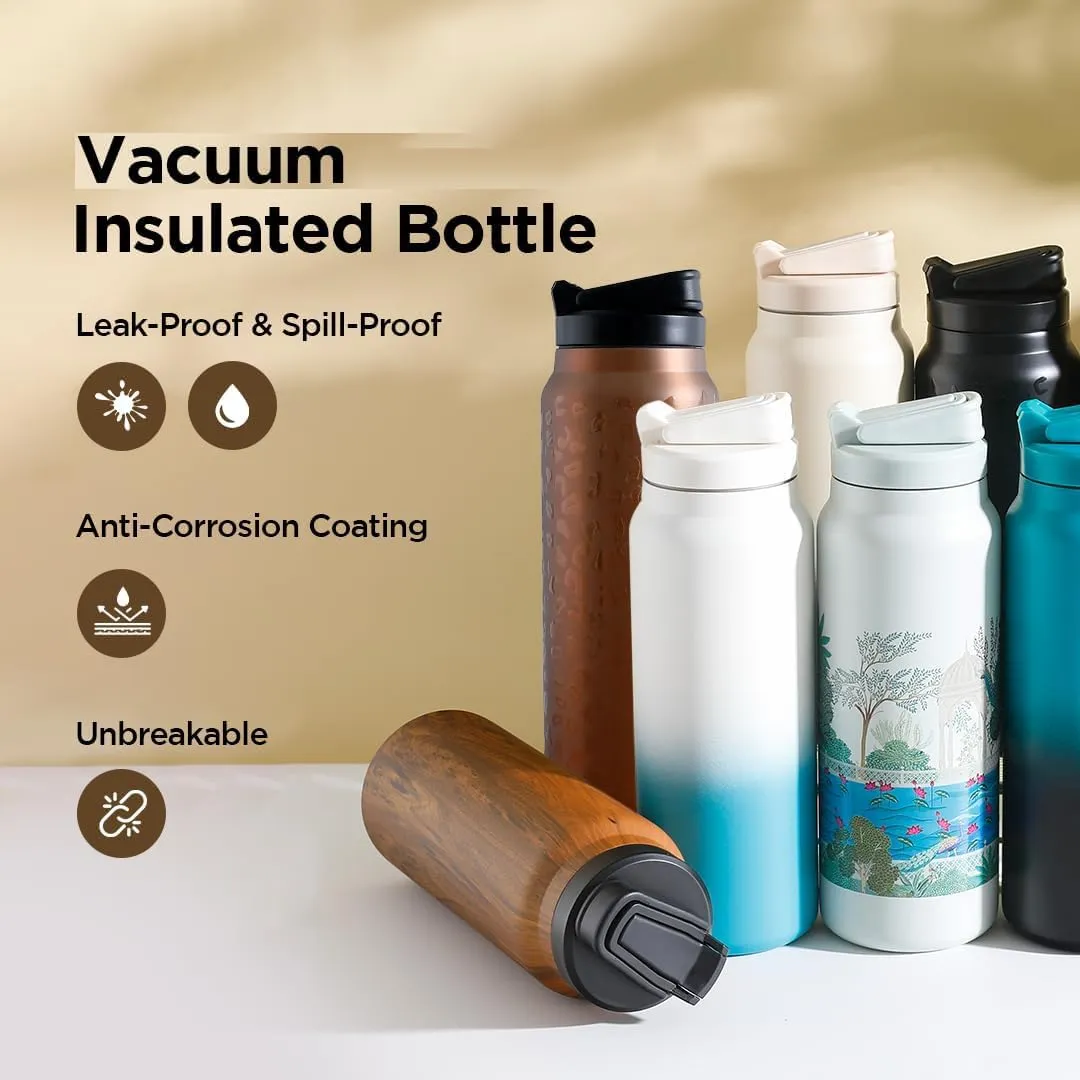 Heart Home Water Bottle | Vacuum Insulated Travel Bottle | Gym Water Bottle | Hot & Cold Water Bottle | Printed Bottle with Sipper Cap | DA230807 | 900 ML | Gray