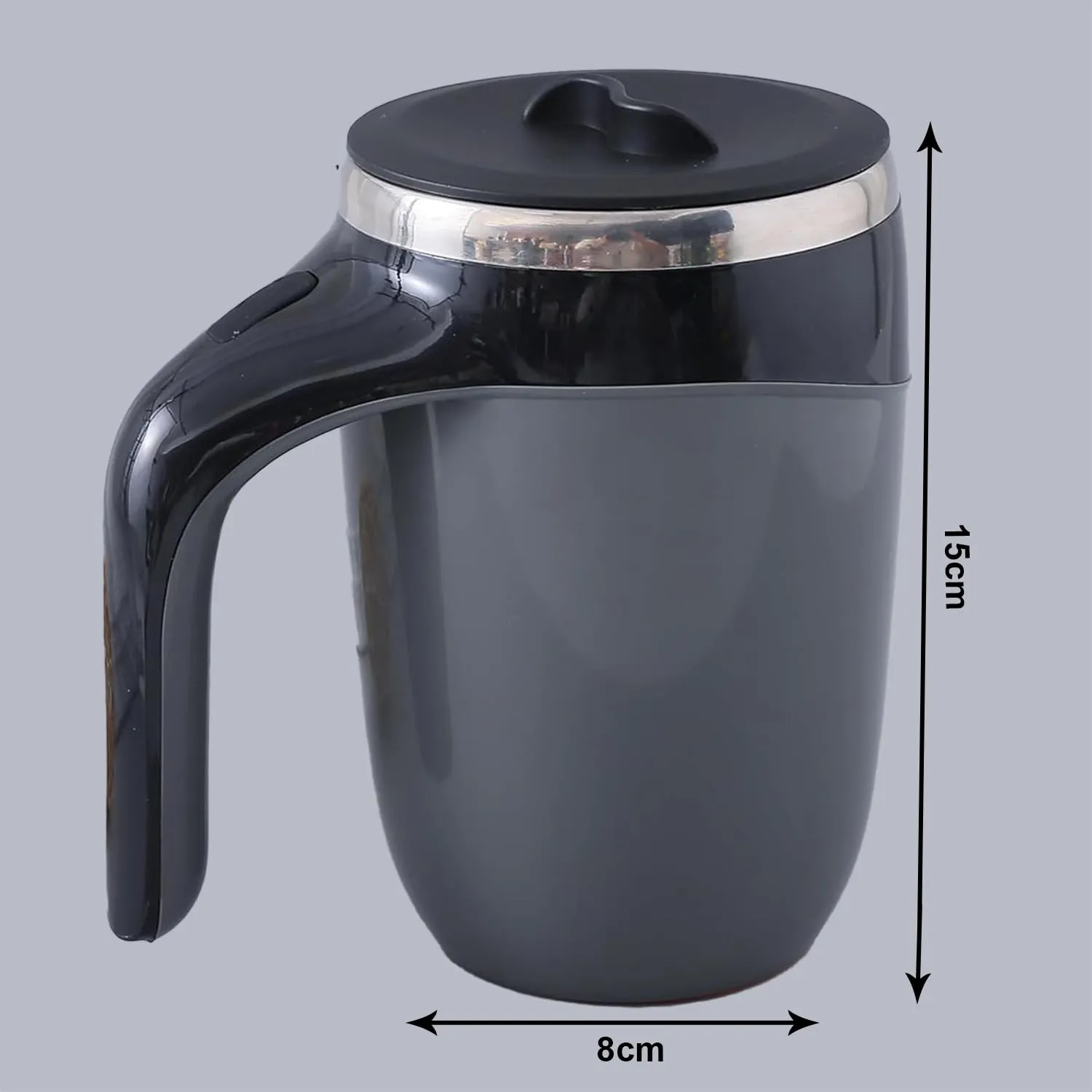 Homestic Anti-Fall Insulated Coffee Mug with Suction Bottom | Leak-Proof Stainless Steel Tumbler | Coffee Mug with Lid and Handle | 500 ML | Black