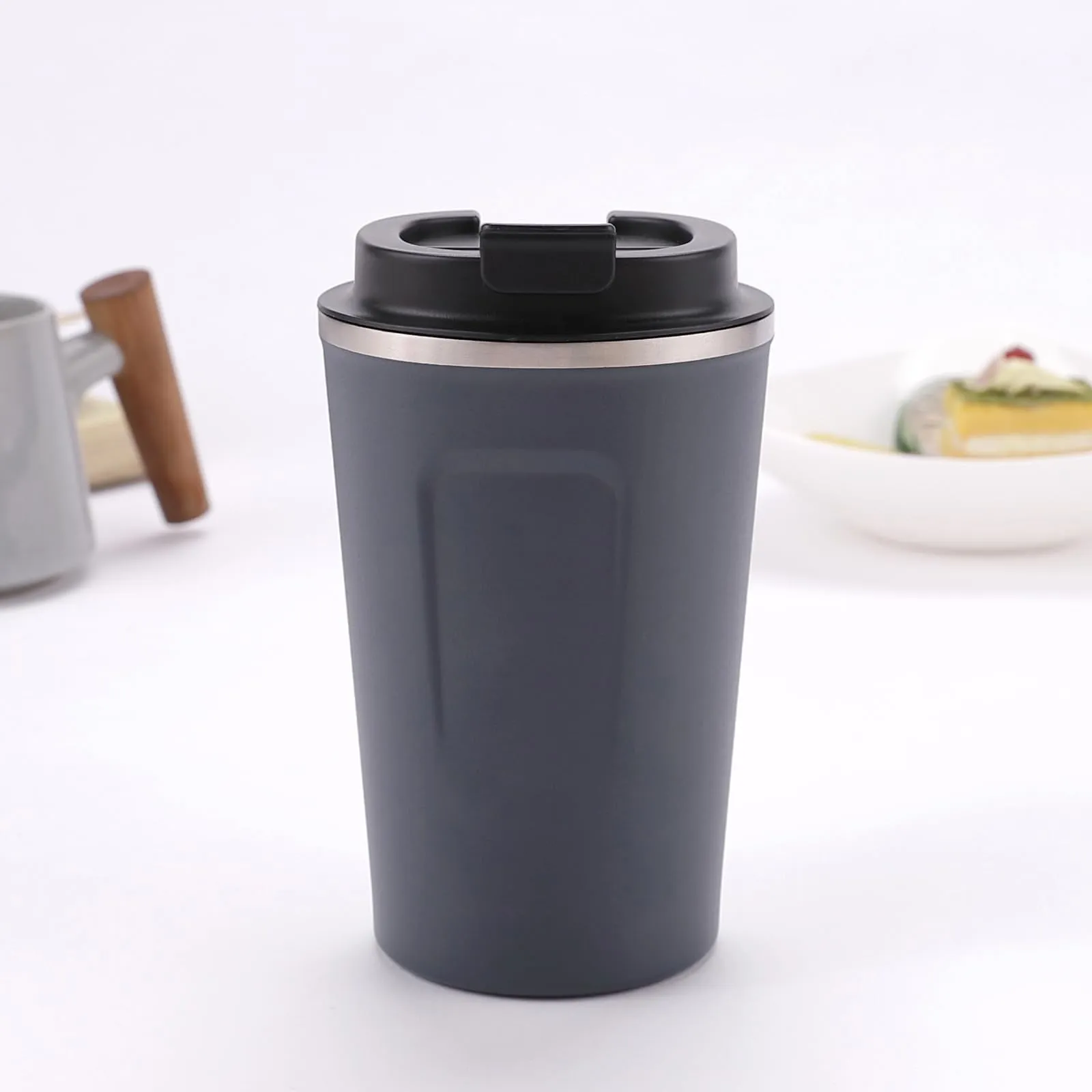 Homestic Stainless Steel Insulated Coffee Cup with Sipper Mouth|Travel Coffee Mug 380 ML|Blue|